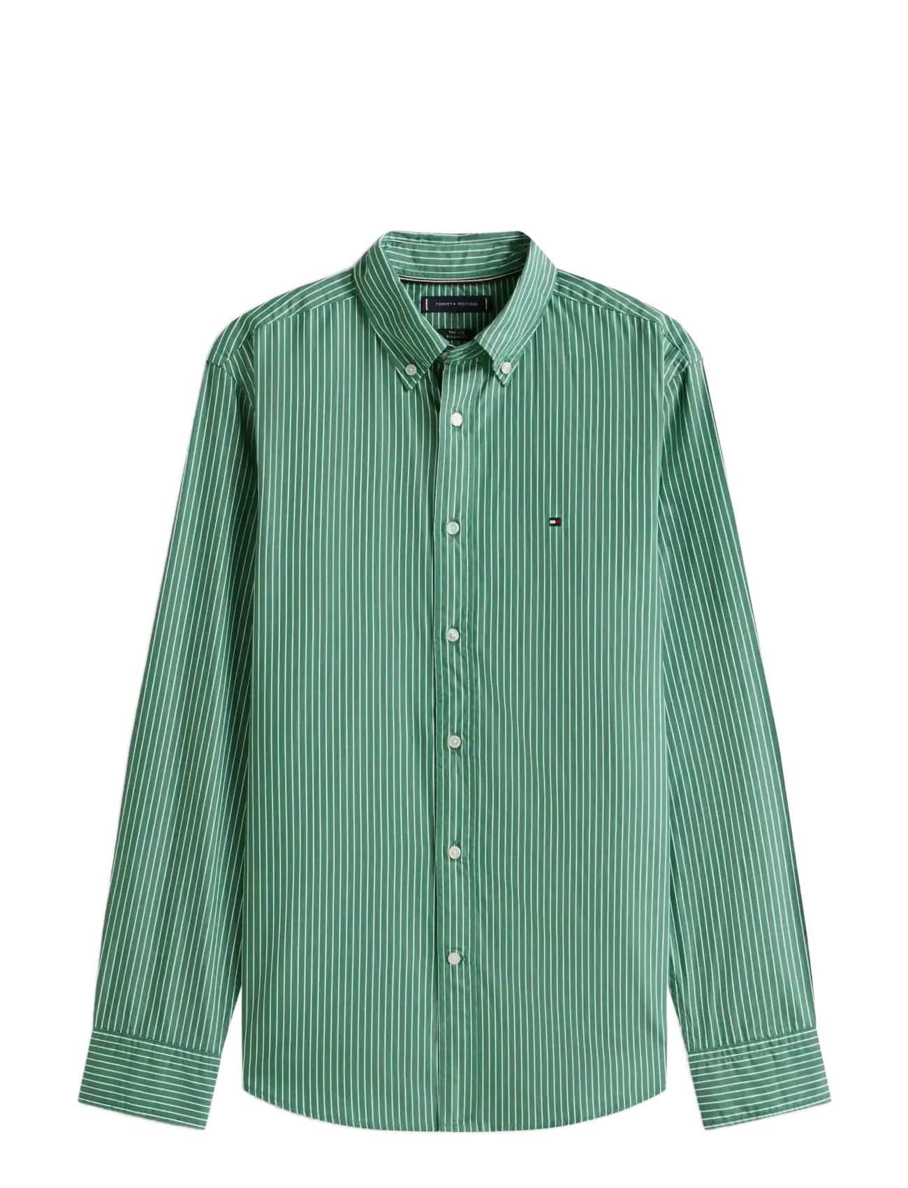 Tommy Hilfiger CORE HAIRLINE POPLIN RF SHIRT - Hemden - ORNAMENTAL GREEN   STRIPE / green
