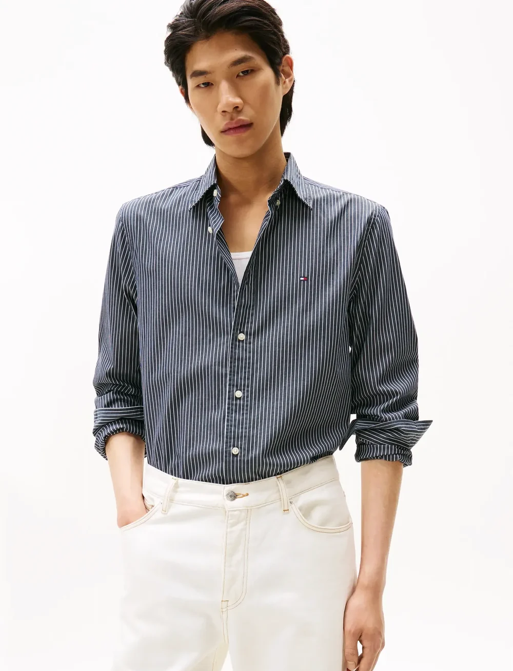 Tommy Hilfiger - CORE HAIRLINE POPLIN RF SHIRT - gestreifte hemden - black / stripe - 0