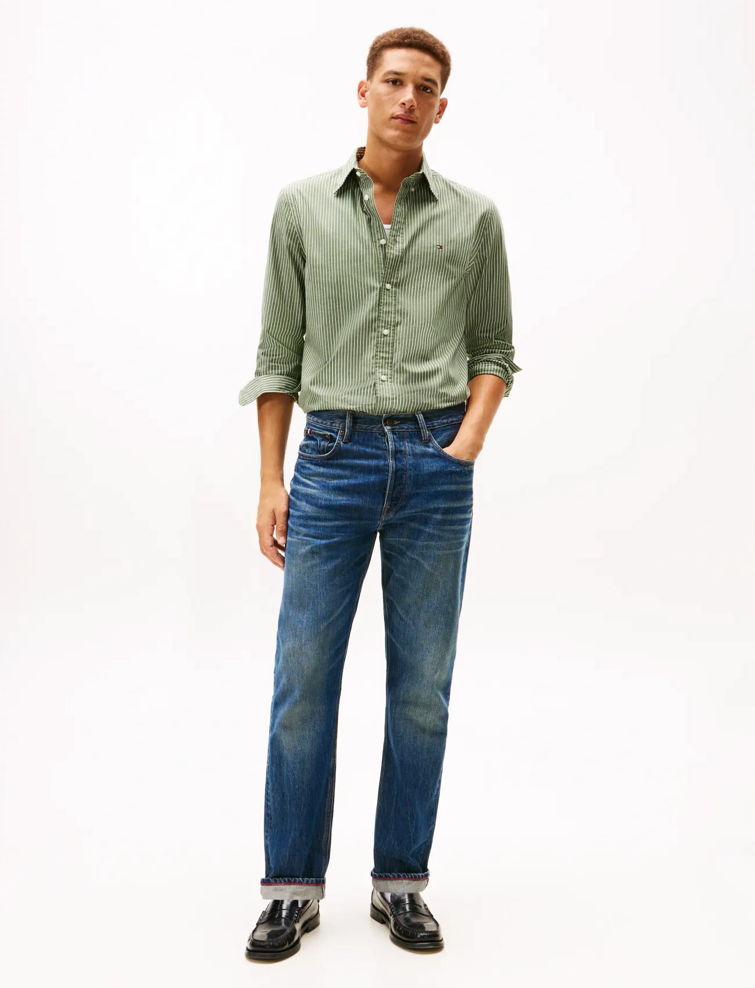 Tommy Hilfiger - CORE HAIRLINE POPLIN RF SHIRT - raidalliset kauluspaidat - mountain pine   stripe - 2