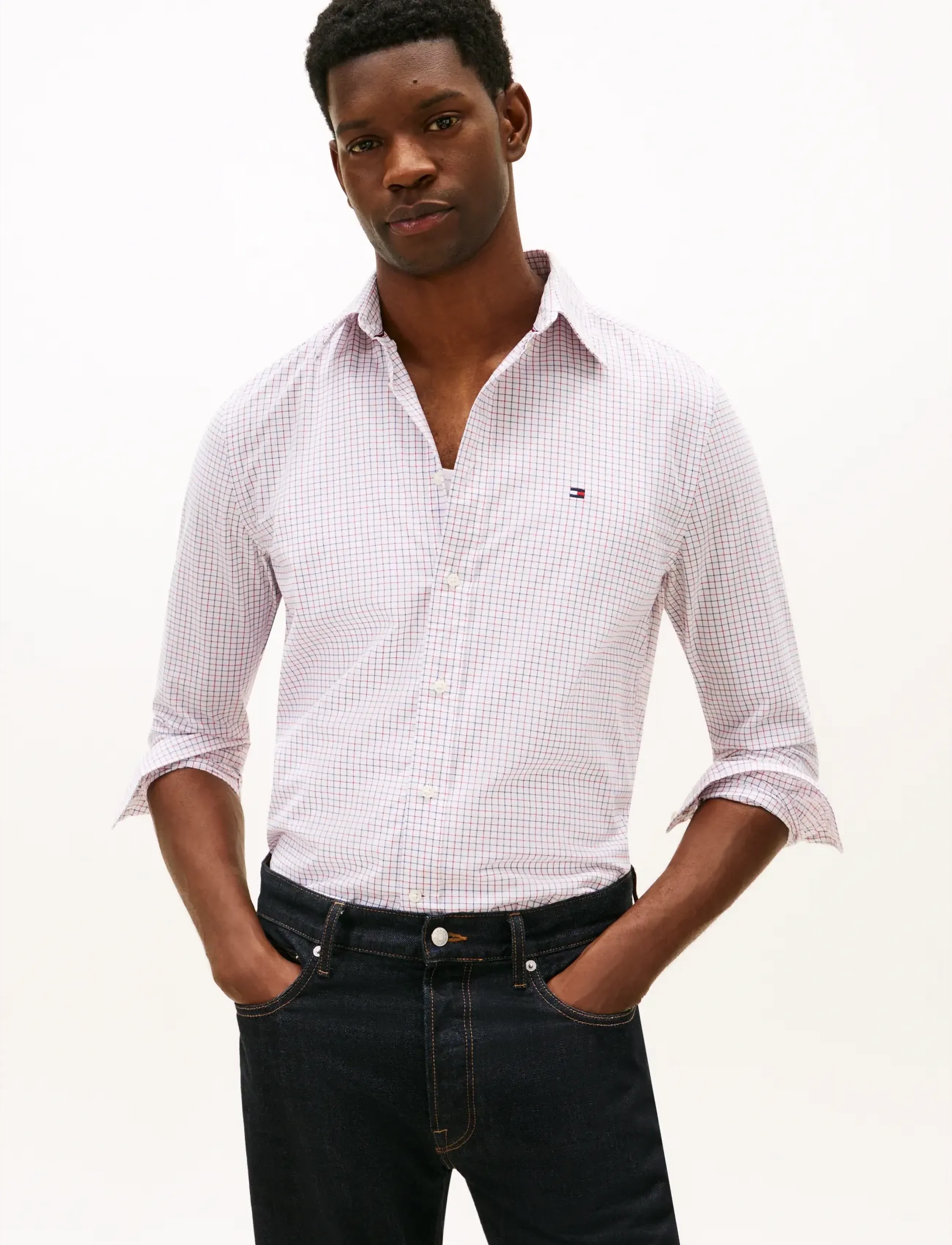 Tommy Hilfiger CORE TATTERSALL POPLIN RF SHIRT - Clothing - MEDIUM RED   CHECK / red