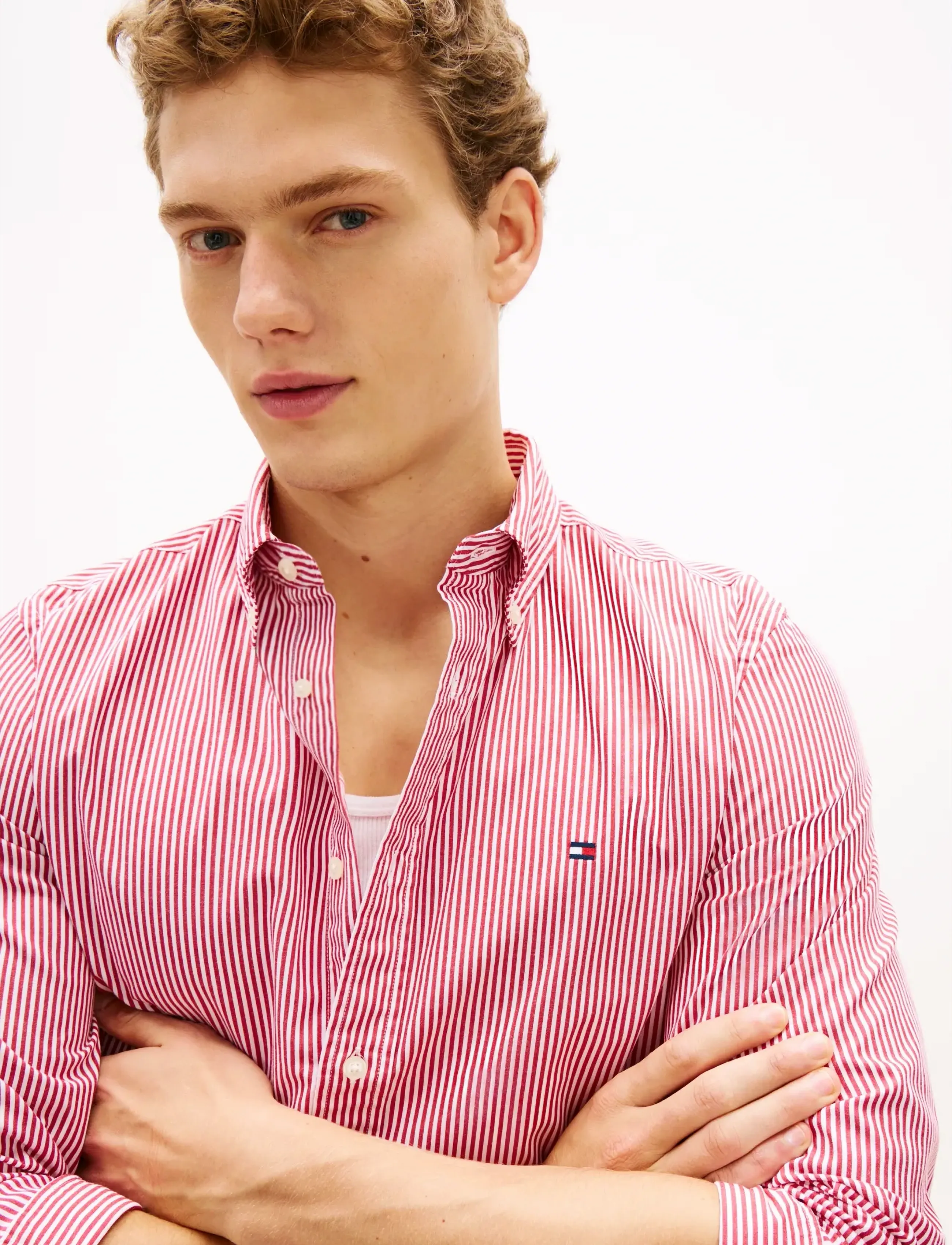 Tommy Hilfiger - CORE FLEX POP CLASSIC STP SHIRT - striped shirts - medium red   stripe - 4
