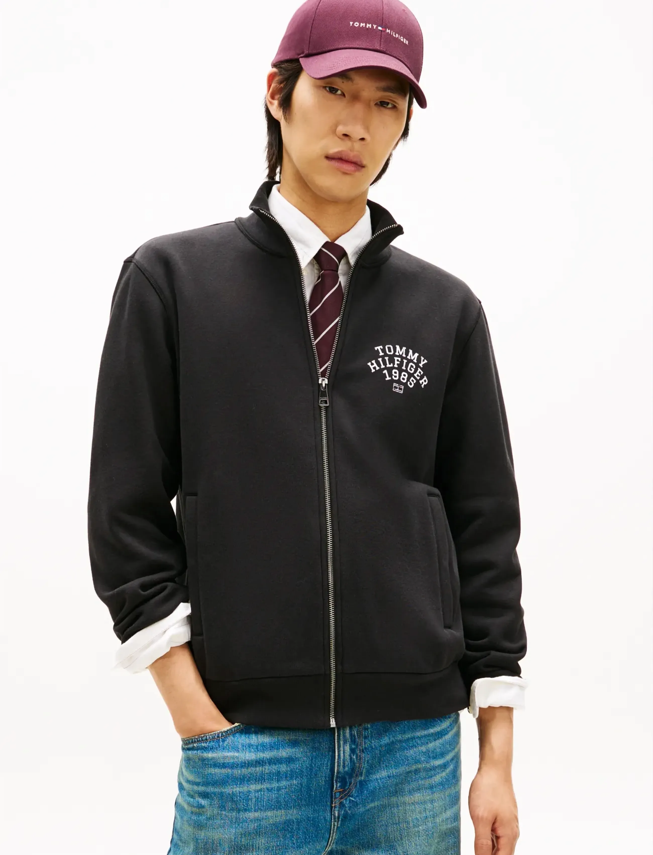 Tommy Hilfiger HILFIGER ARCH STAND COLLAR ZIP - Sweatshirts - BLACK / black