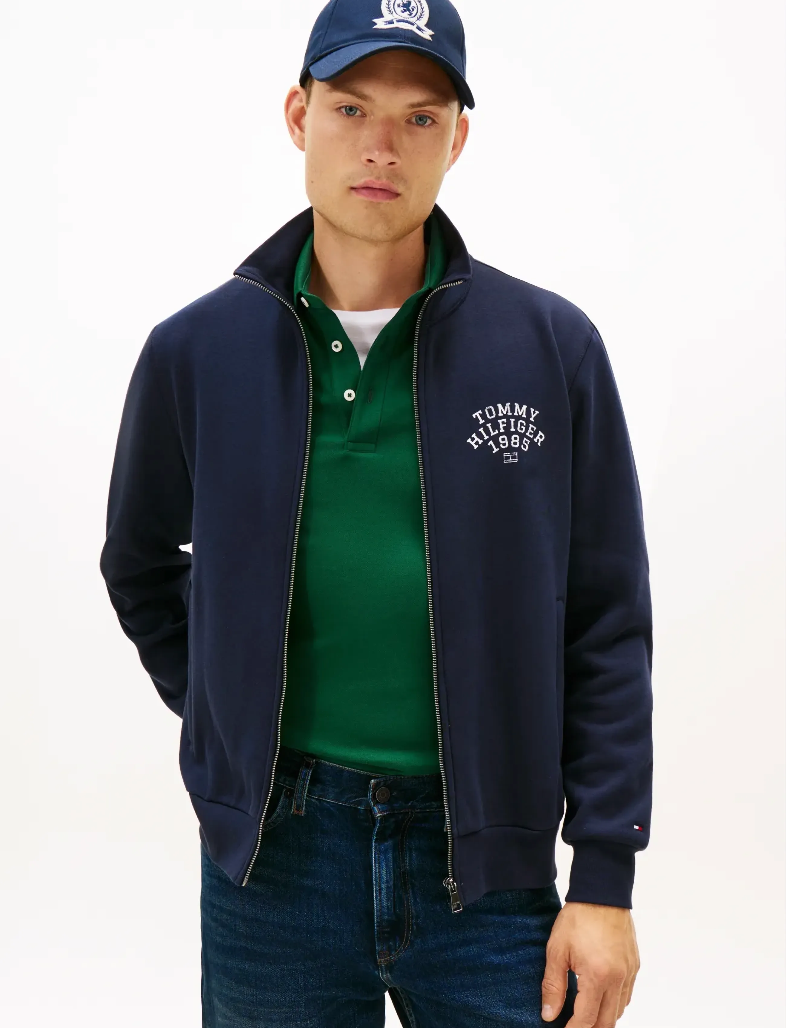 Tommy Hilfiger Arch Stand Collar Zip, L, Jackets, Marineblau - Light Männerswear