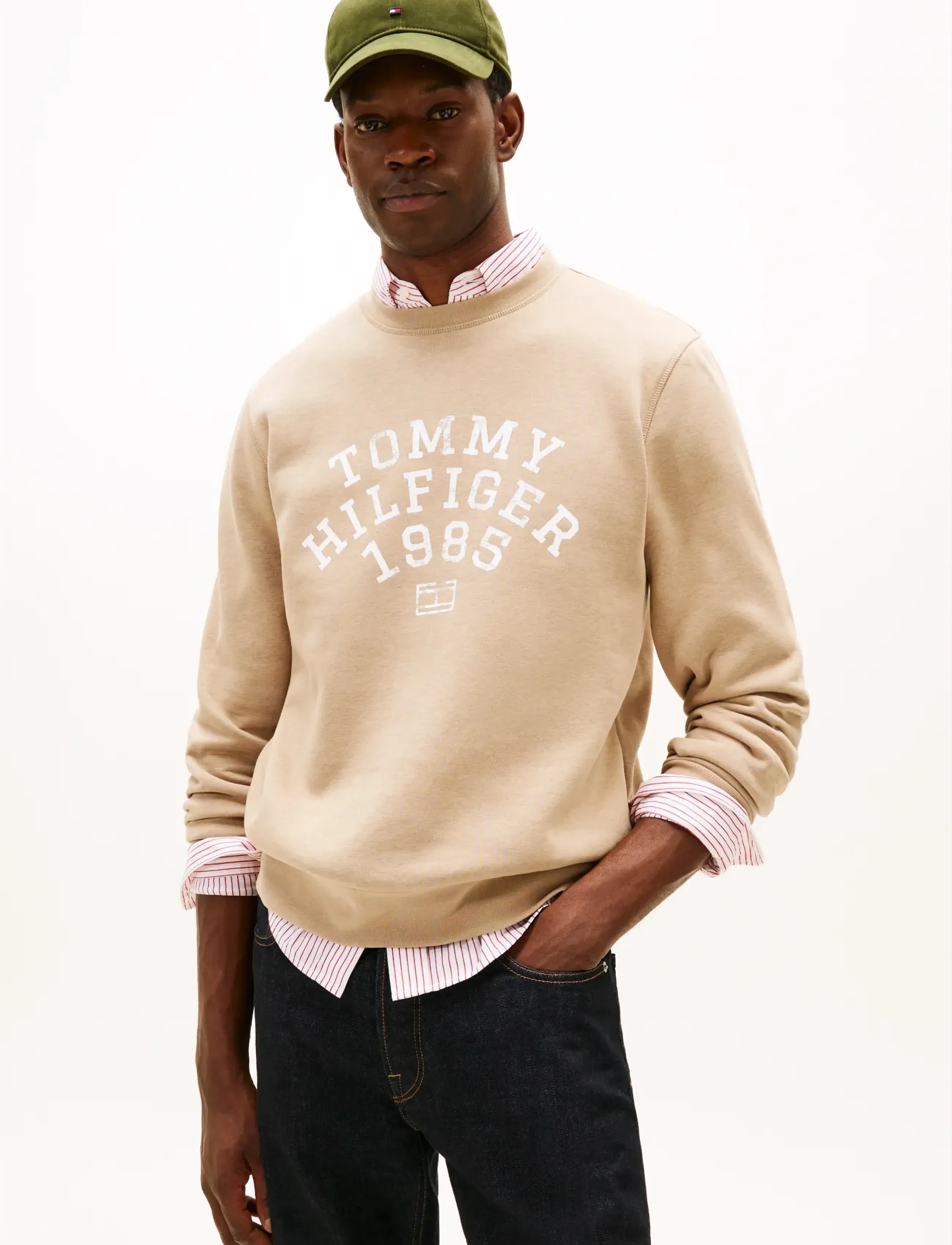 Tommy Hilfiger Hilfiger Arch Sweatshirt, S, Beige, Sweatshirts & Hættetrøjer > Sweatshirts, Herre