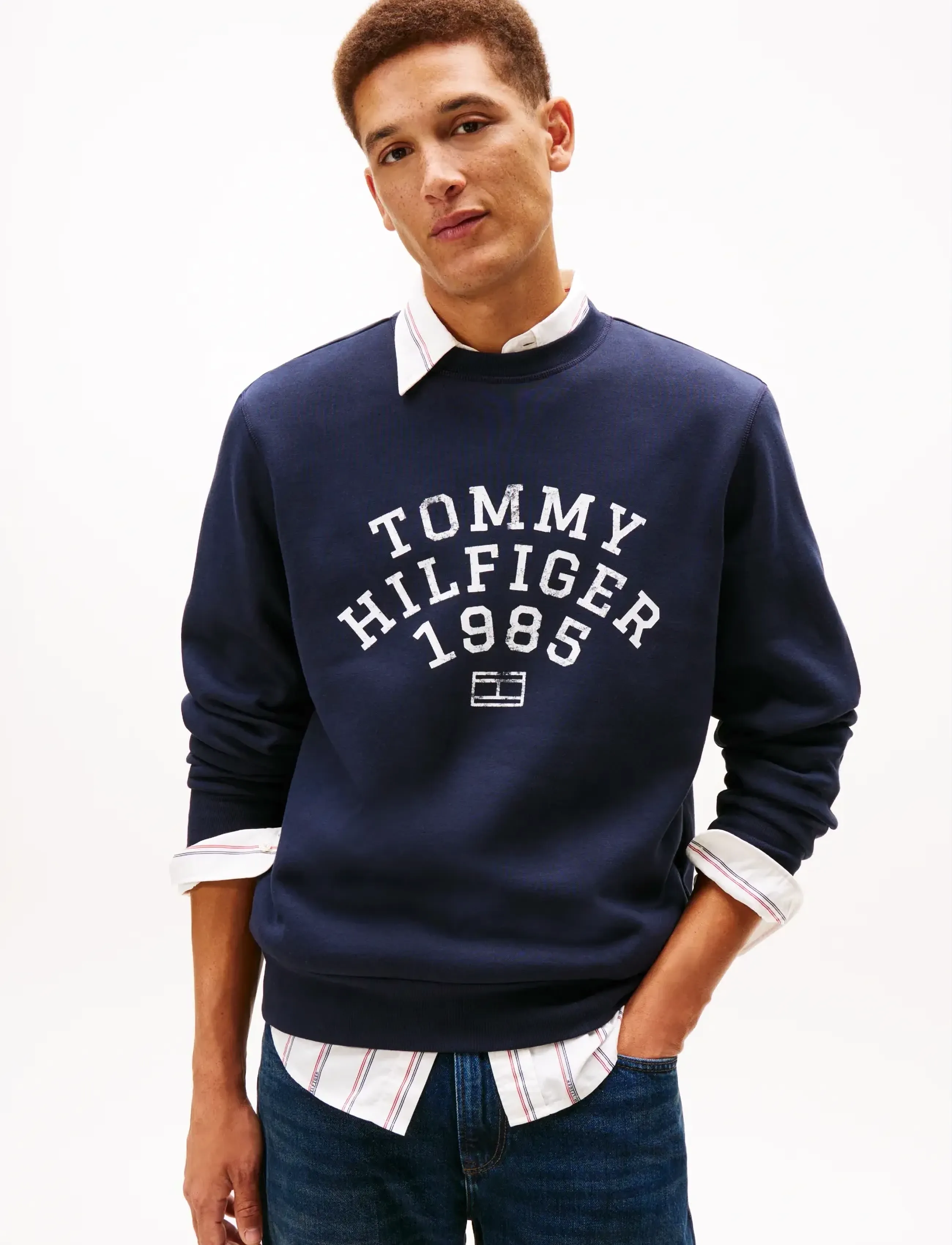 Tommy Hilfiger HILFIGER ARCH SWEATSHIRT - Kleidung - DESERT SKY / navy