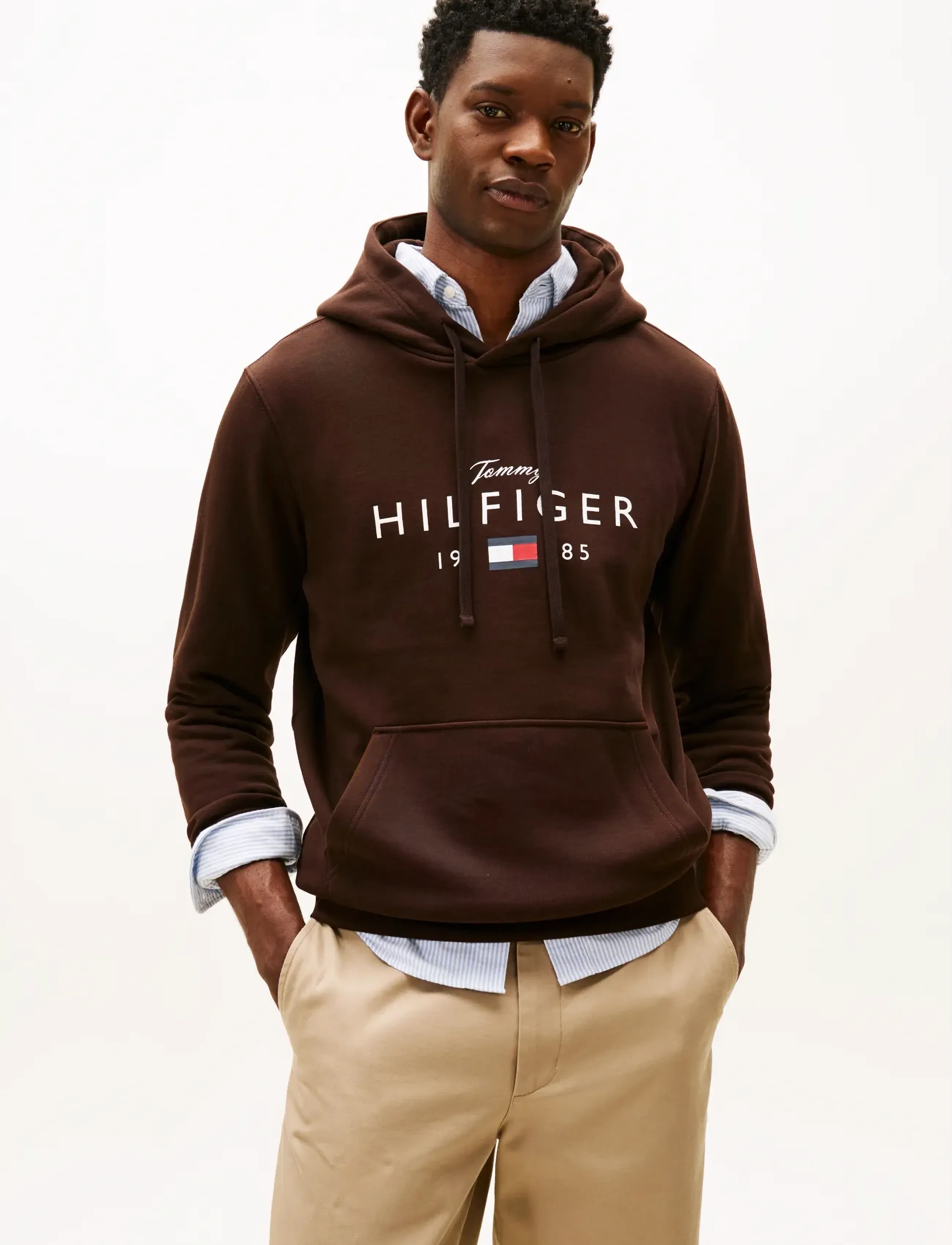 Tommy Hilfiger Brand Love Big Hoodie, M, Sweatshirts & Hoodies, Braun - Männerswear
