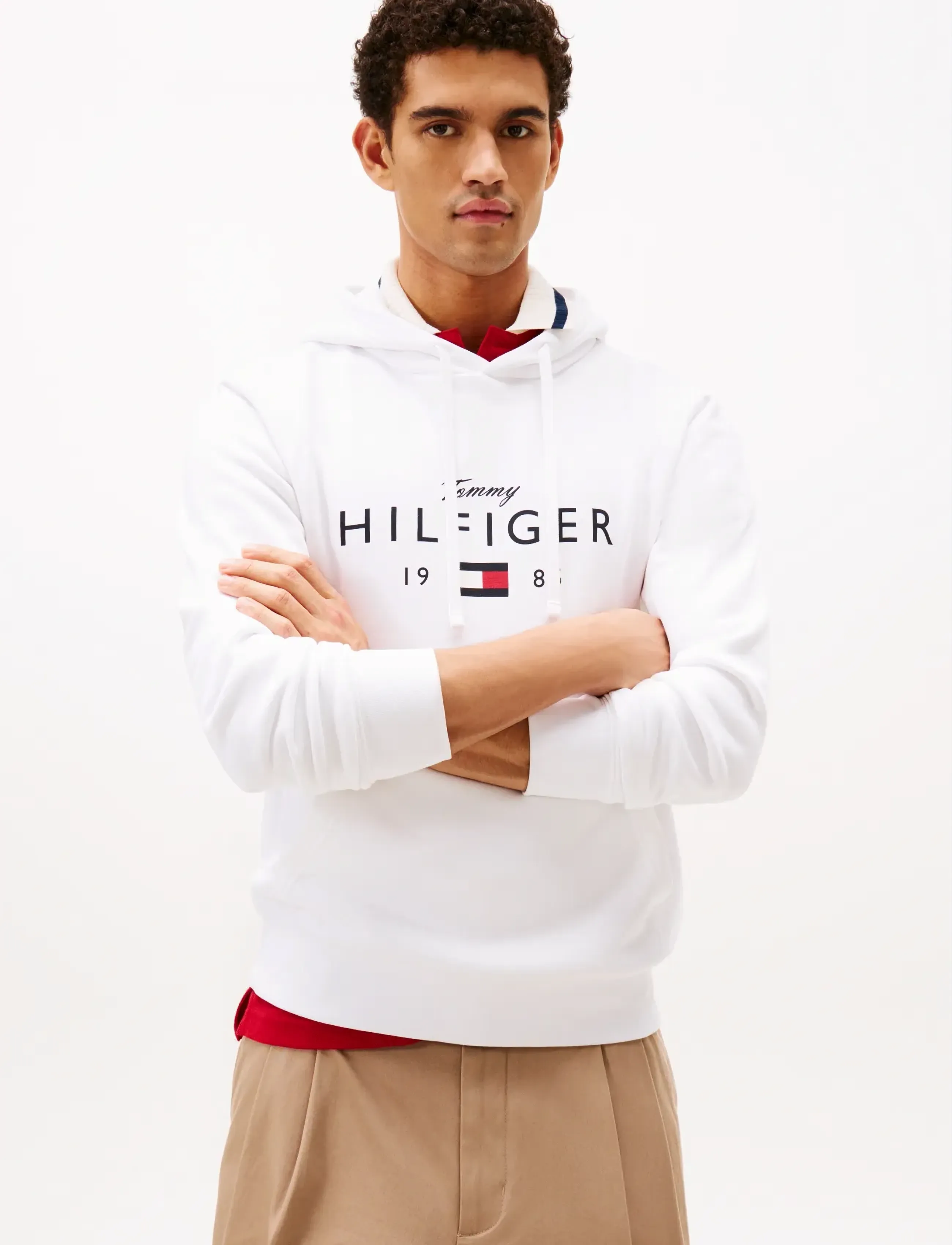 Tommy Hilfiger BRAND LOVE BIG HILFIGER HOODIE - Kapuzenpullover - WHITE / white