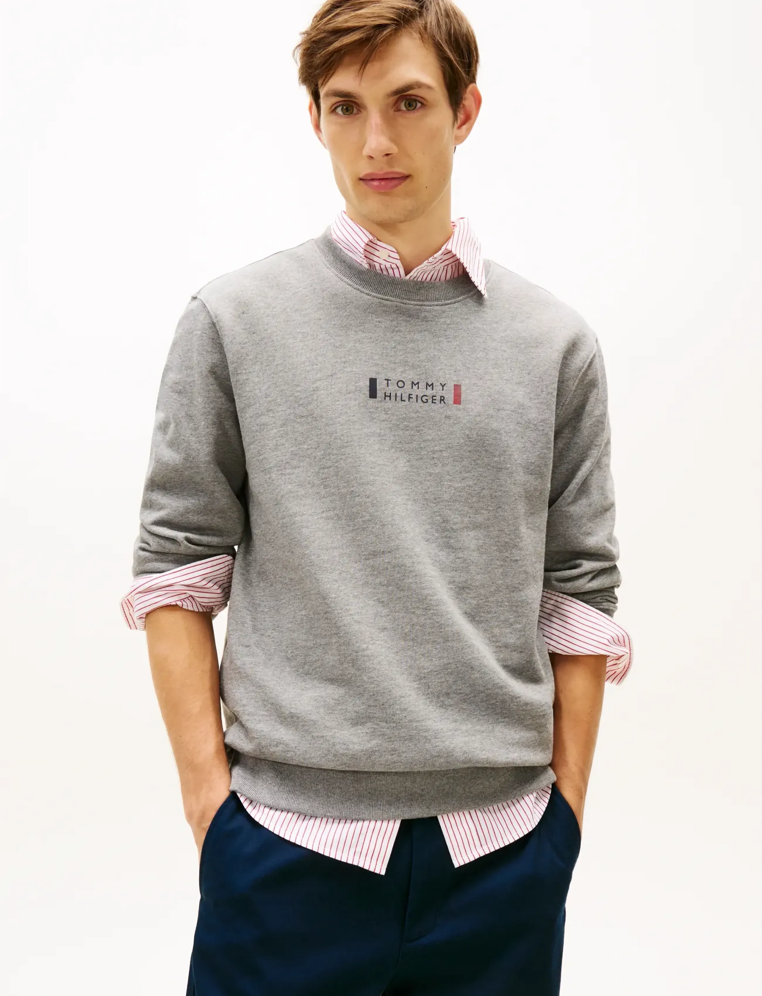 Tommy Hilfiger Brand Love Sweatshirt, Mænd, Sweatshirt, Grå, Str: M