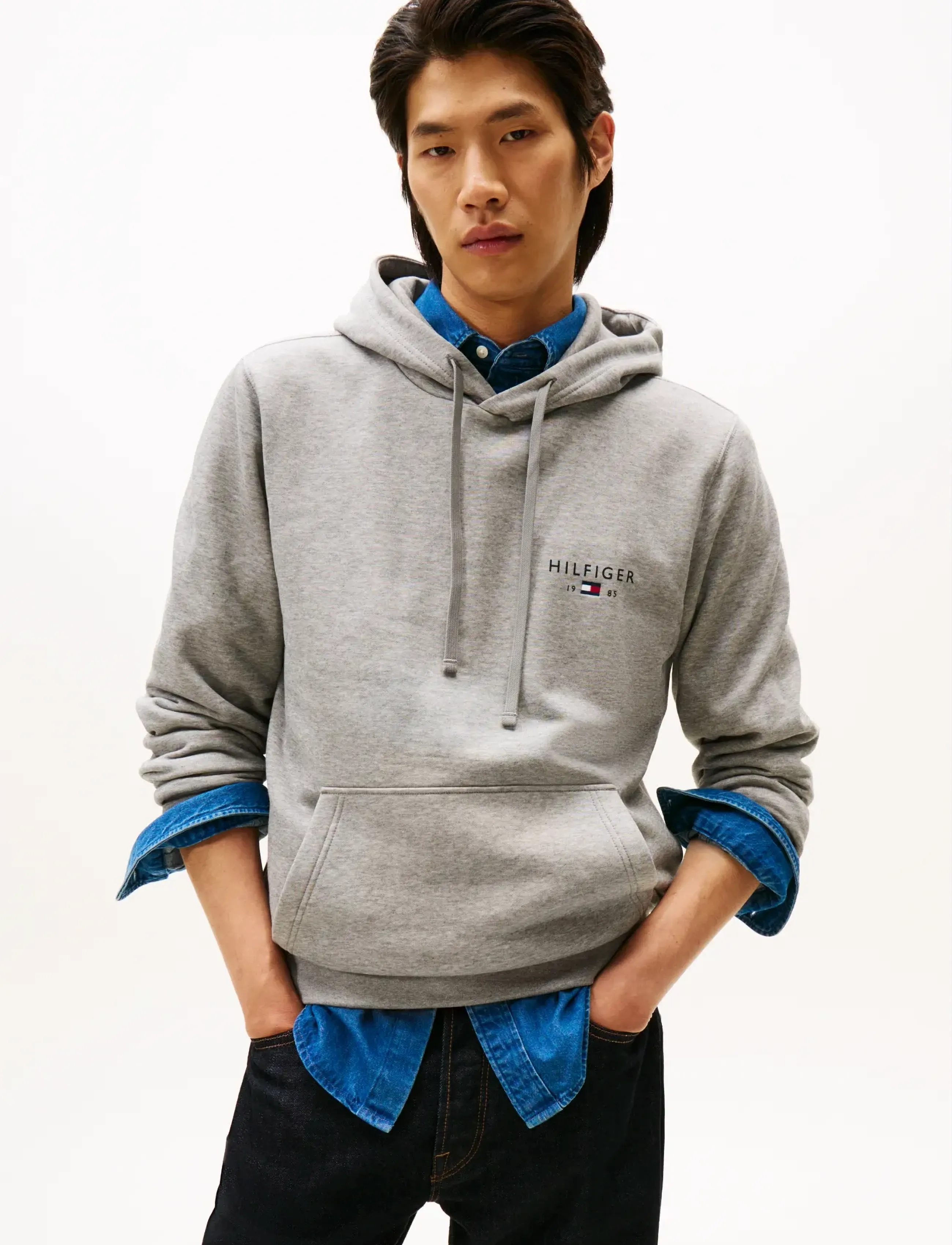 Tommy Hilfiger Brand Love Small Hoodie, XL, Sweatshirts & Hoodies, Grau - Männerswear