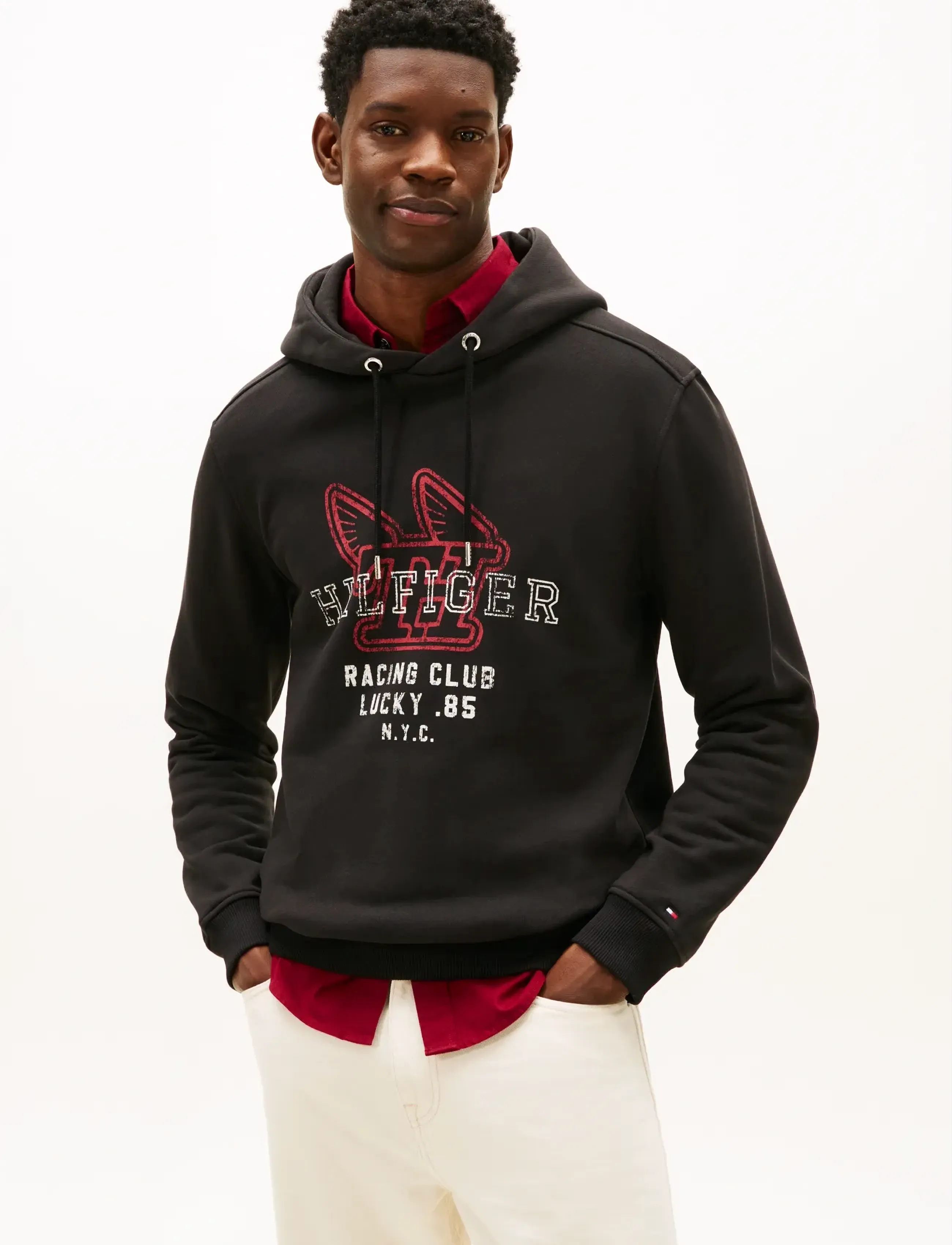 Tommy Hilfiger Modern Ath Graphic Hoody, L, Black, Sweatshirts & Hættetrøjer > Hættetrøjer, Herre