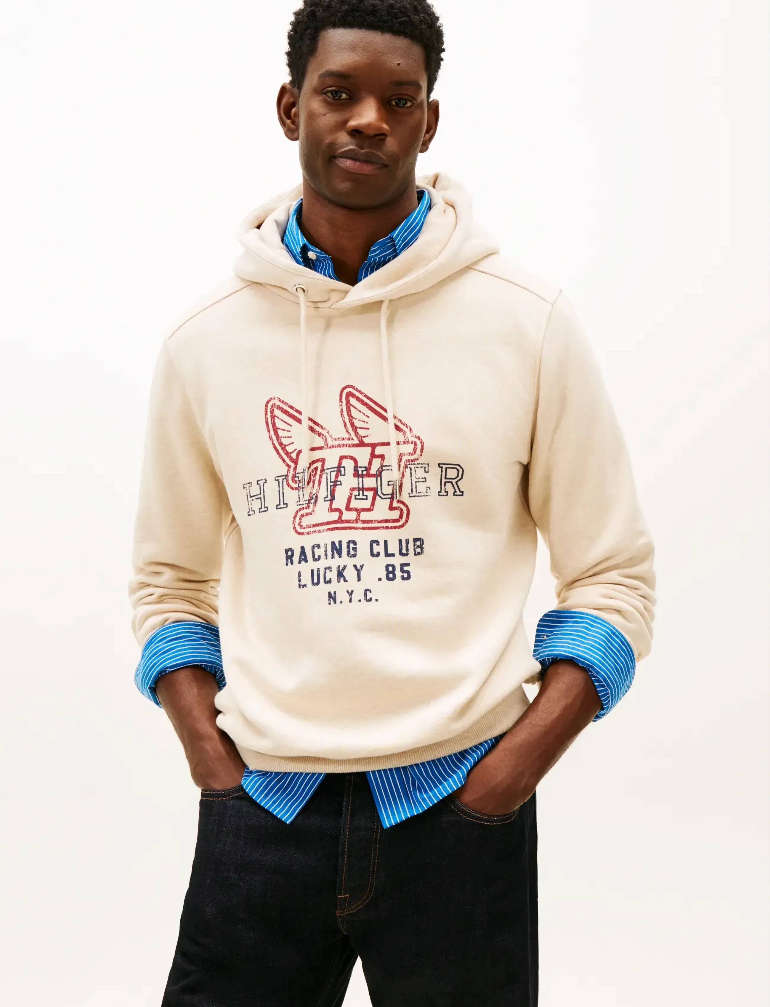 Tommy Hilfiger Modern Ath Graphic Hoody, XL, Cream, Sweatshirts & Hættetrøjer > Hættetrøjer, Herre