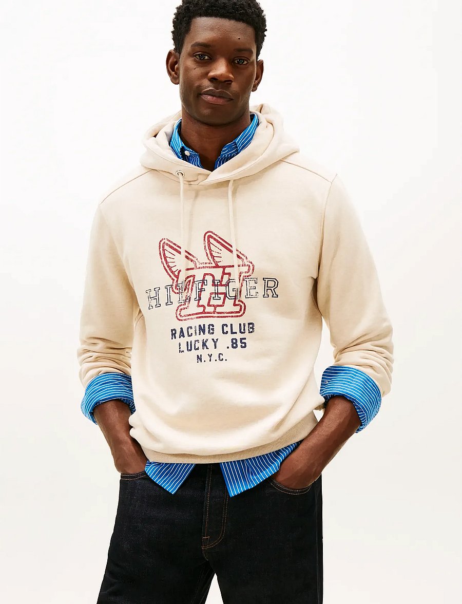 Tommy Hilfiger - MODERN ATH GRAPHIC HOODY - kapuutsiga dressipluusid - heathered oatmilk - 0
