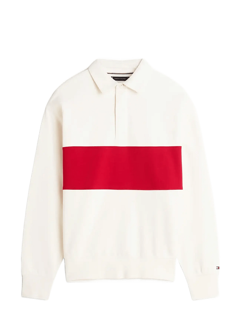 Tommy Hilfiger - ESS FLEECE COLORBLOCK RUGBY - polo krekli ar garām piedurknēm - ivory petal - 1