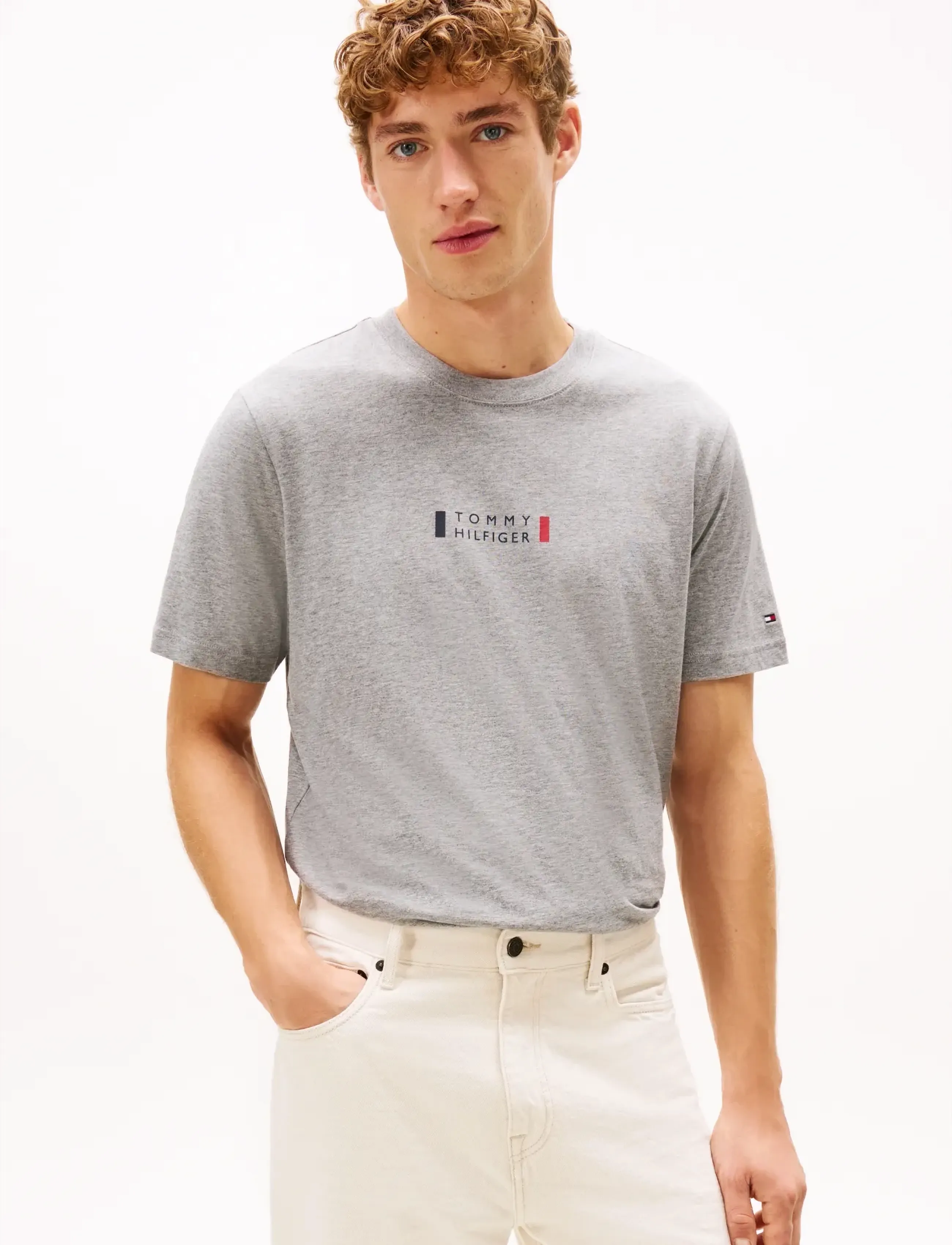 Tommy Hilfiger BRAND LOVE SMALL CENTER TEE - Tommy Hilfiger - MEDIUM GREY HEATHER / grey