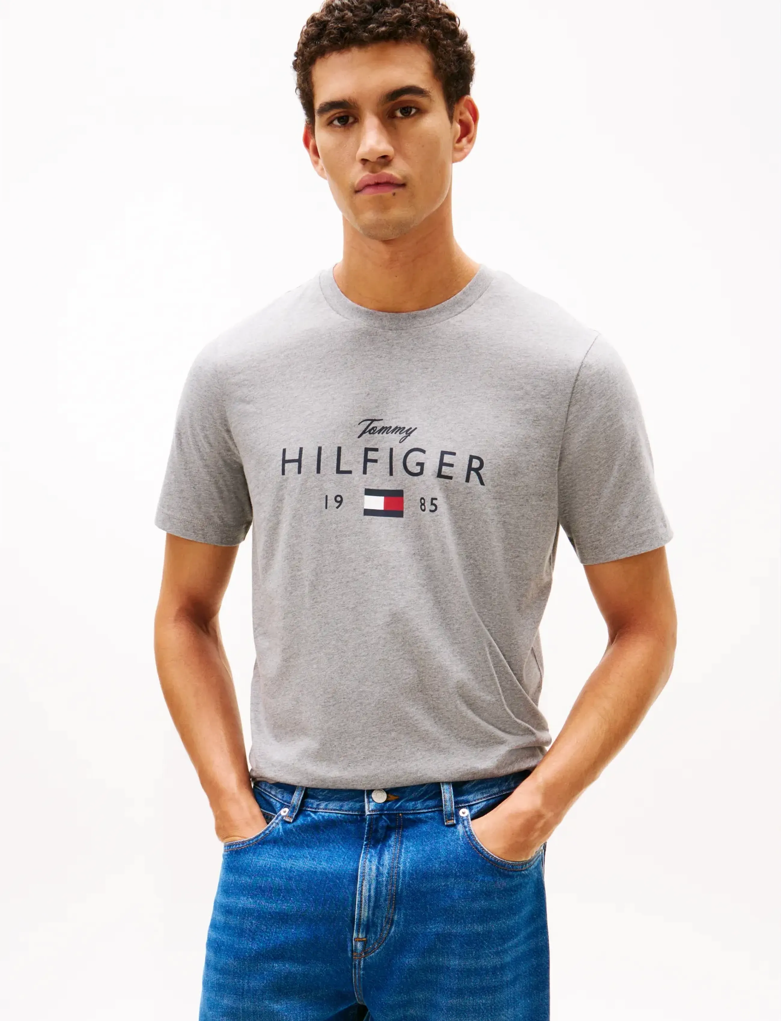 Tommy Hilfiger BRAND LOVE BIG HILFIGER TEE - Tommy Hilfiger - MEDIUM GREY HEATHER / grey
