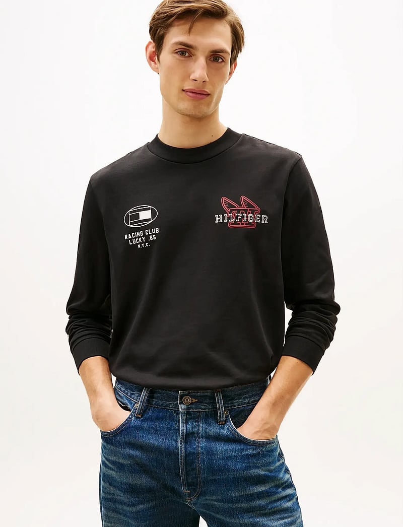 Tommy Hilfiger - MODERN ATHLEISURE LS TEE - long-sleeved t-shirts - black - 0