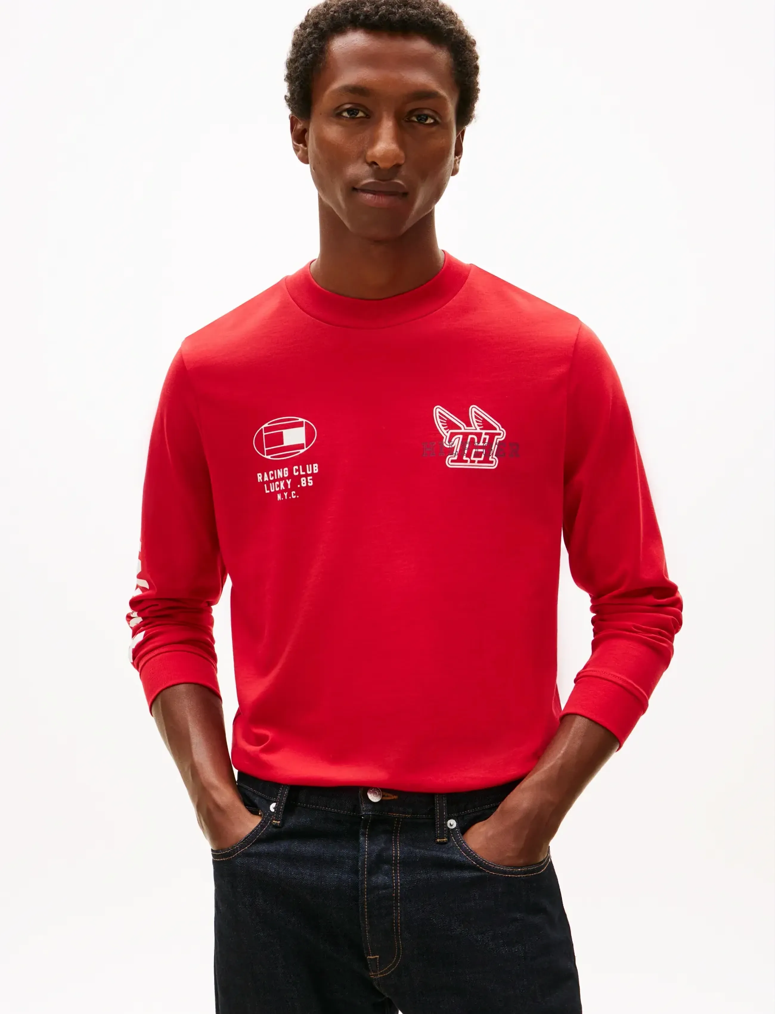 Tommy Hilfiger MODERN ATHLEISURE LS TEE - Tøj - MEDIUM RED / red