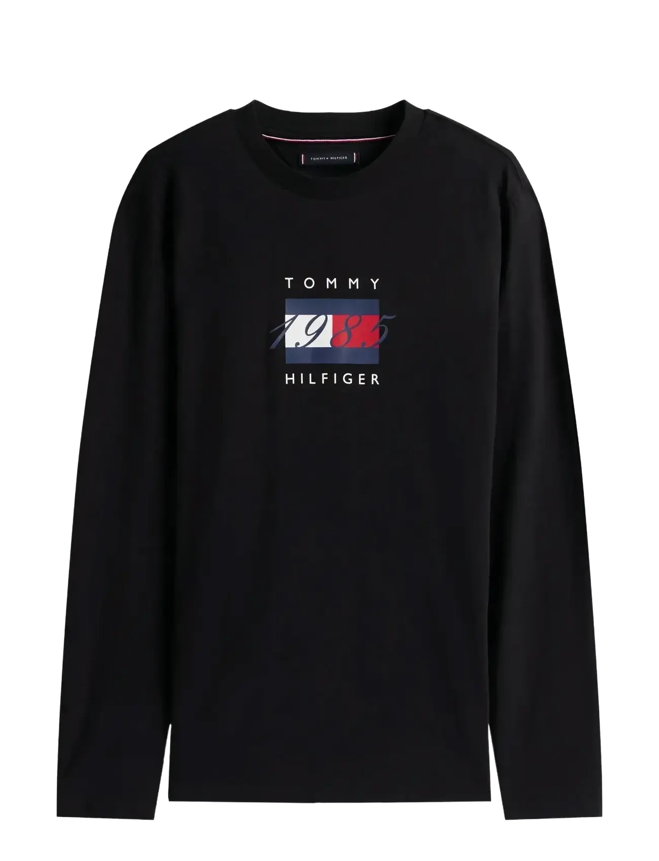 Tommy Hilfiger LINEAR FLAG GRAPHIC LS TEE - T-Shirts - BLACK / black