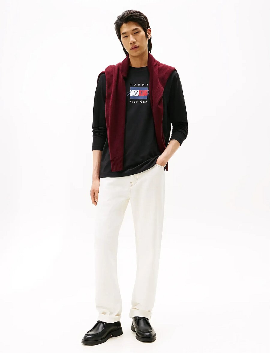 Tommy Hilfiger - LINEAR FLAG GRAPHIC LS TEE - langærmede t-shirts - black - 2