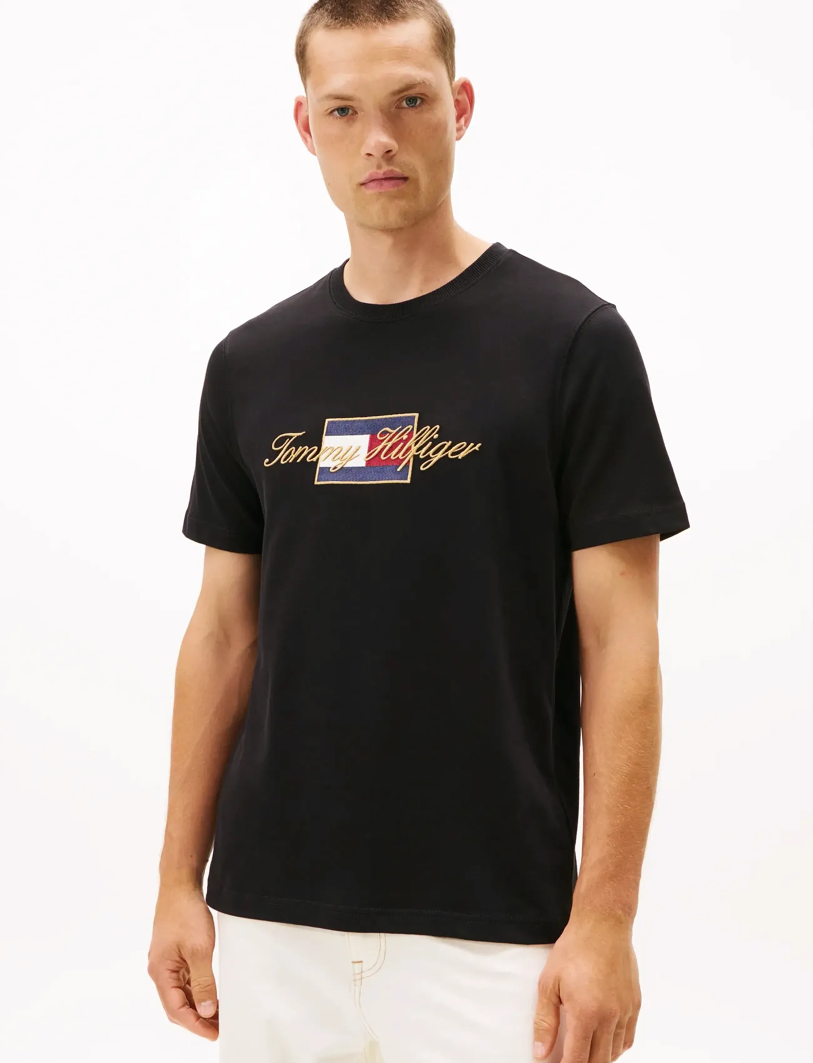 Tommy Hilfiger Icon Gold Tee, Mænd, Ikon T-Shirt, Sort, Str: M
