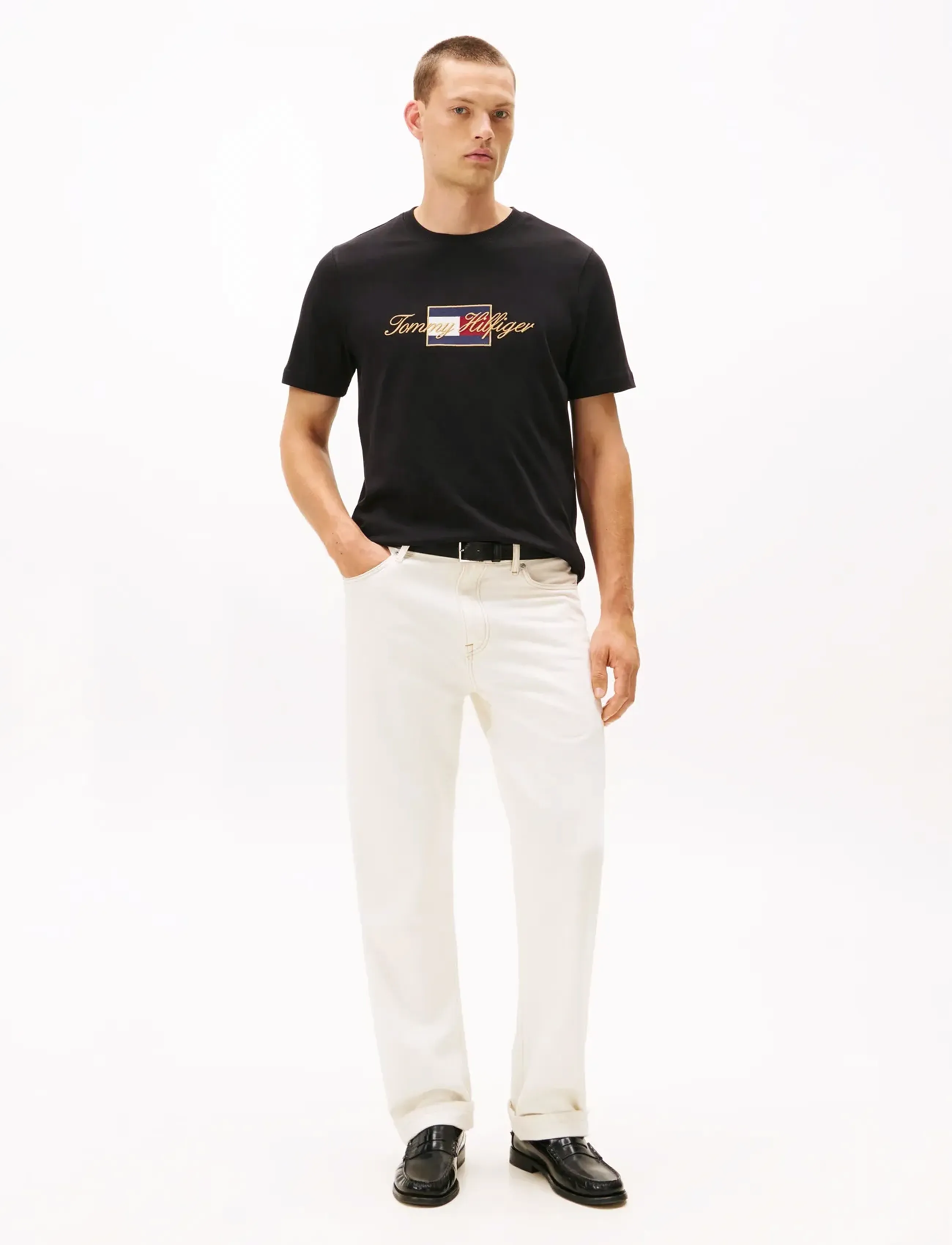 Tommy Hilfiger - ICON GOLD TEE - kortærmede t-shirts - black - 2