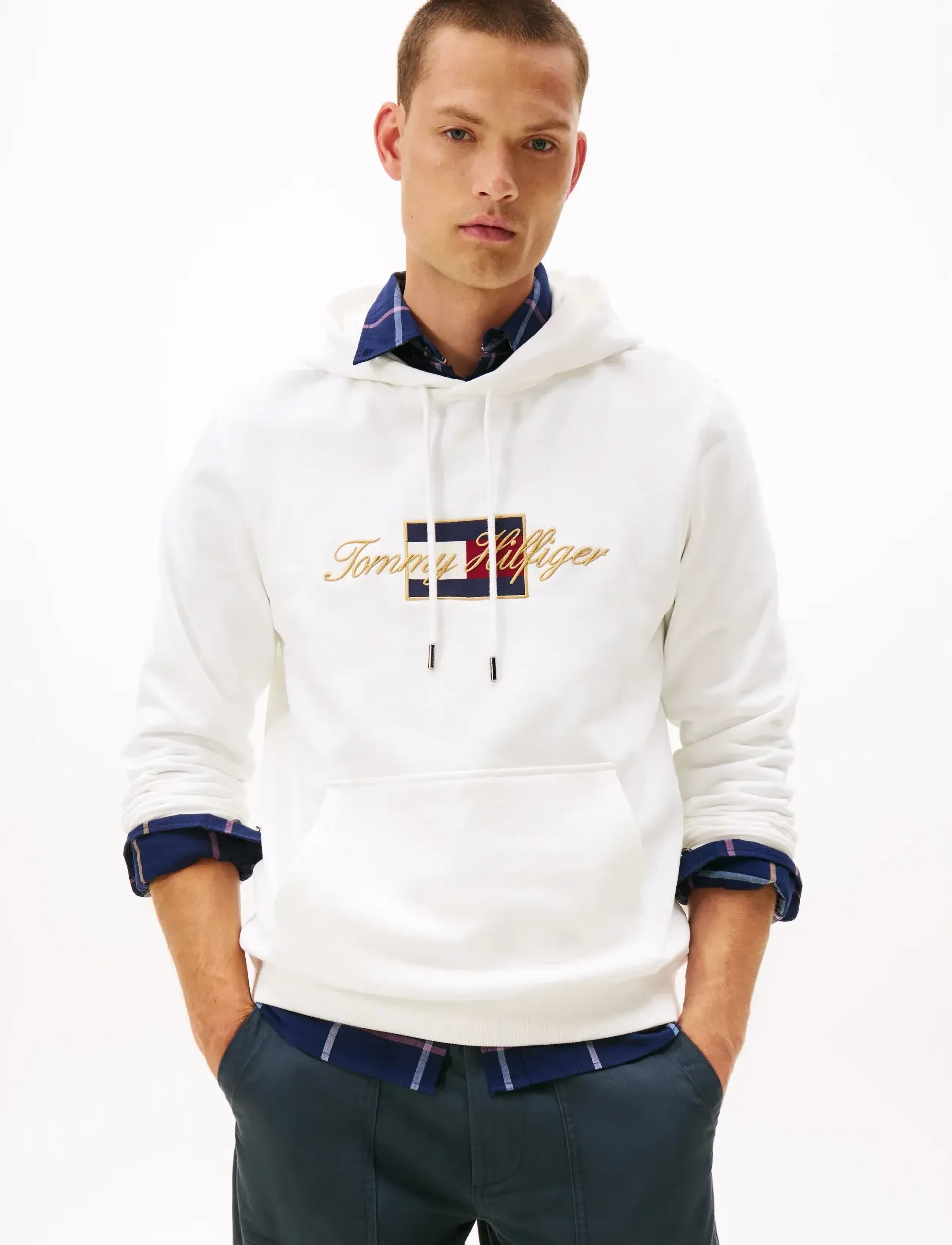Tommy Hilfiger Icon Gold Hoodie, XL, Sweatshirts & Hoodies, Weiß - Männerswear