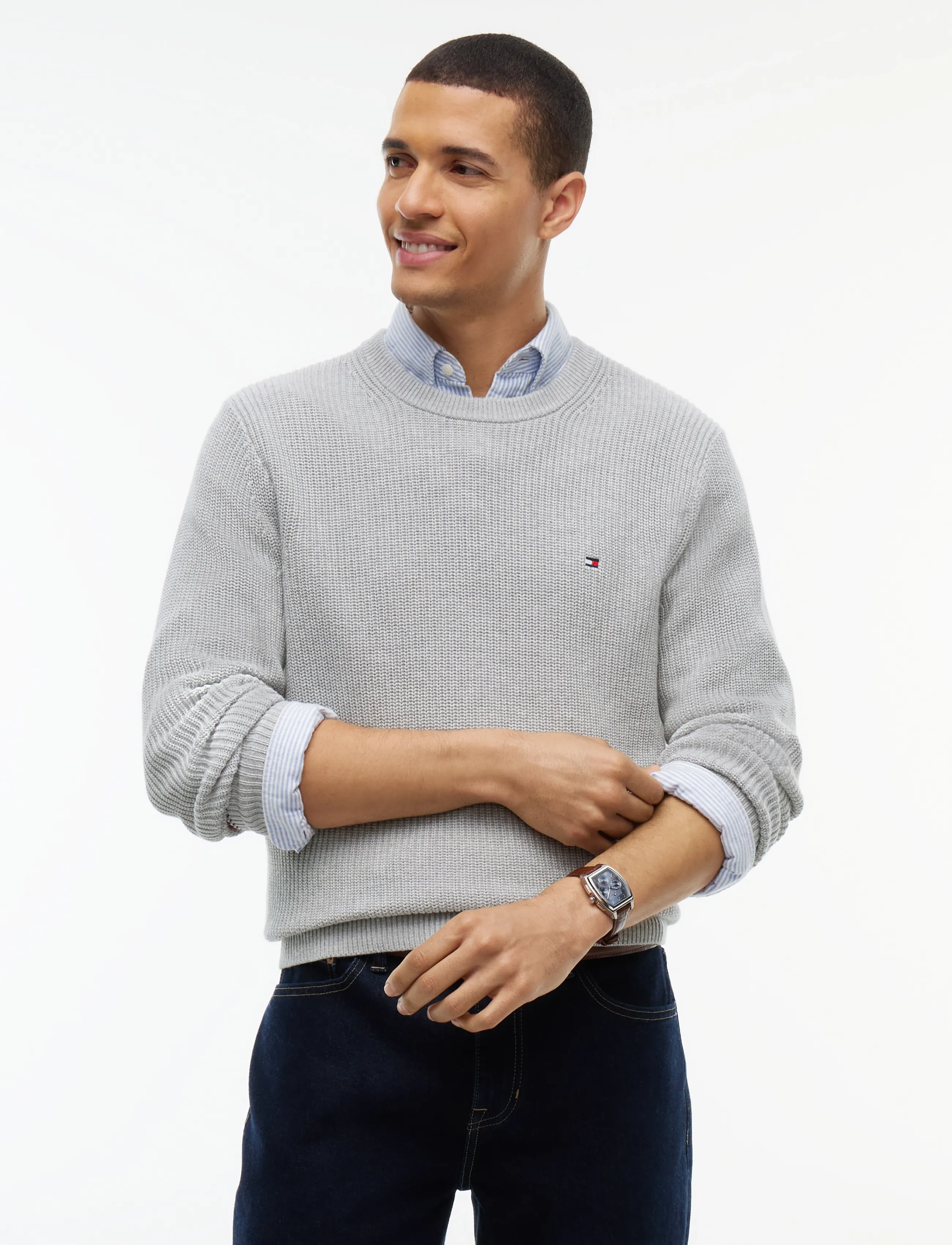 Tommy Hilfiger RWB RIB CREW NECK - Tøj - LIGHT GREY HEATHER / grey