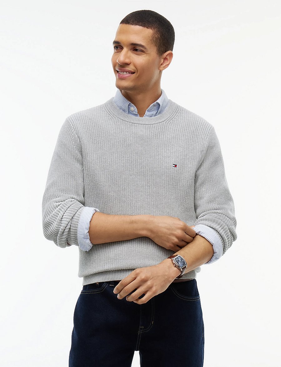 Tommy Hilfiger - RWB RIB CREW NECK - rundhals - light grey heather - 0
