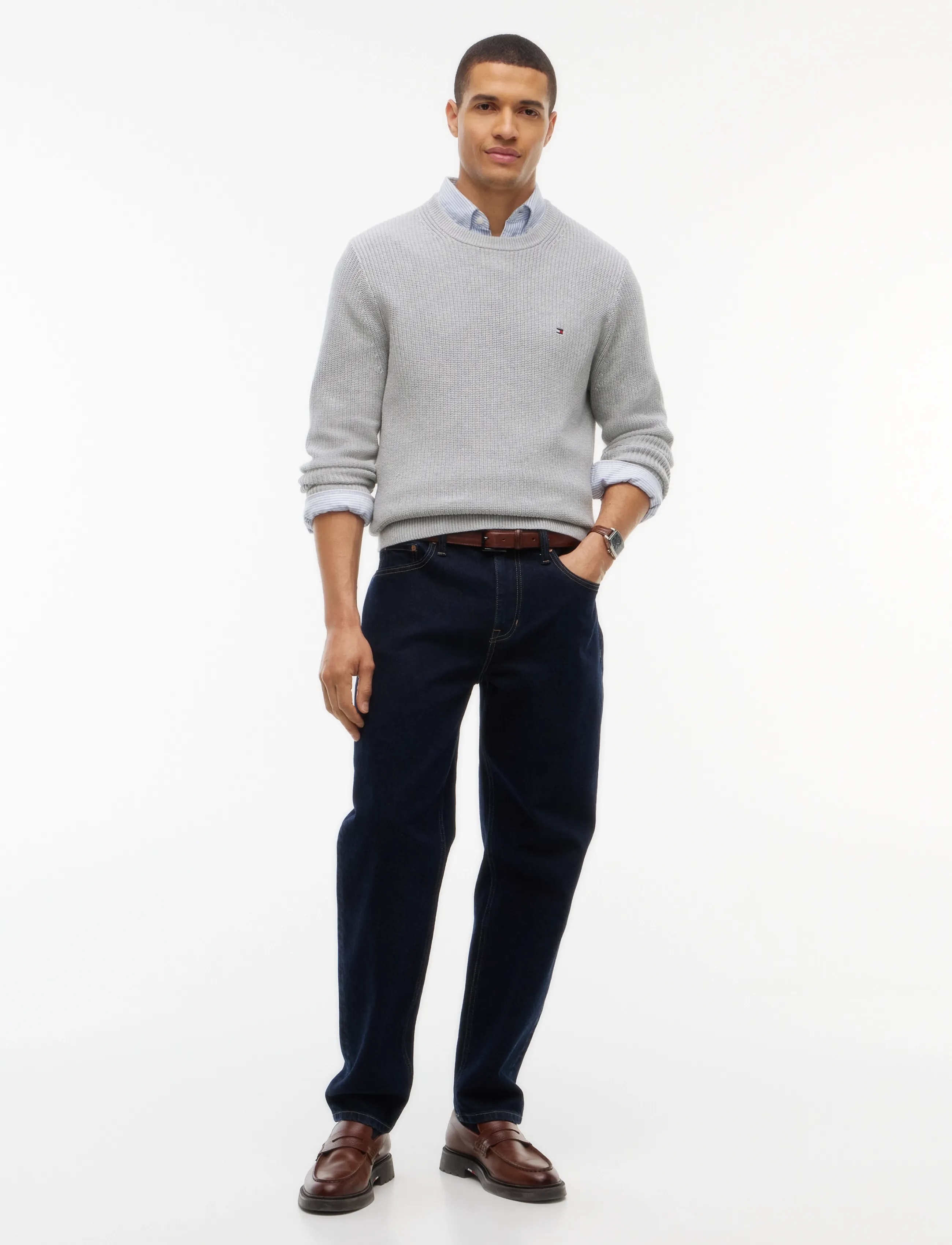 Tommy Hilfiger - RWB RIB CREW NECK - light grey heather - 4