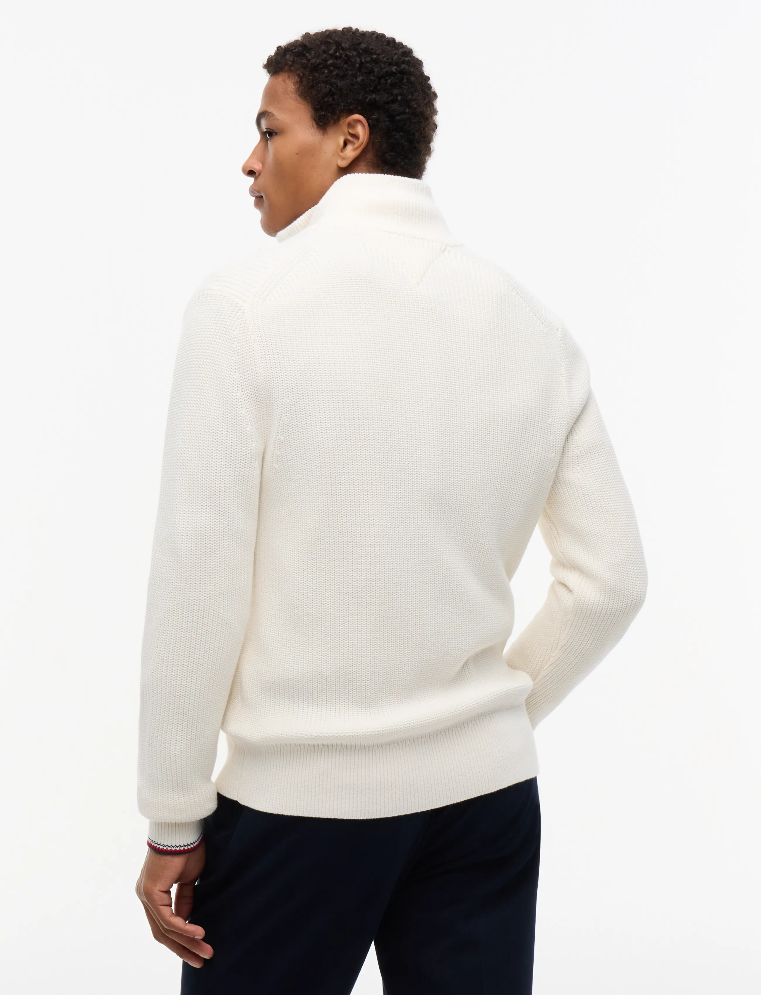 Tommy Hilfiger - RWB RIB ZIP THROUGH - pullover mit durchgehendem reißverschluss - ivory petal - 2