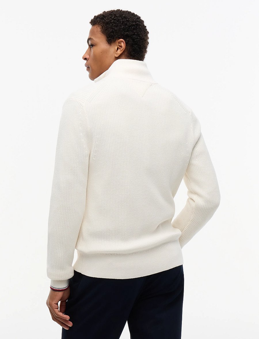Tommy Hilfiger - RWB RIB ZIP THROUGH - pullover mit durchgehendem reißverschluss - ivory petal - 2