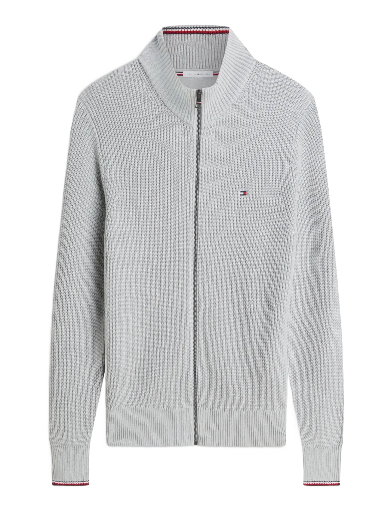 Tommy Hilfiger - RWB RIB ZIP THROUGH - lukuga džemprid - light grey heather - 1
