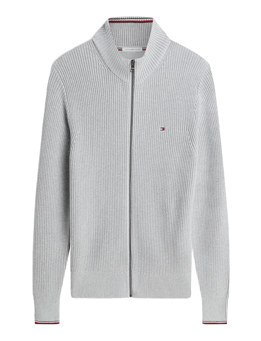 Tommy Hilfiger - RWB RIB ZIP THROUGH - lukuga džemprid - light grey heather - 1