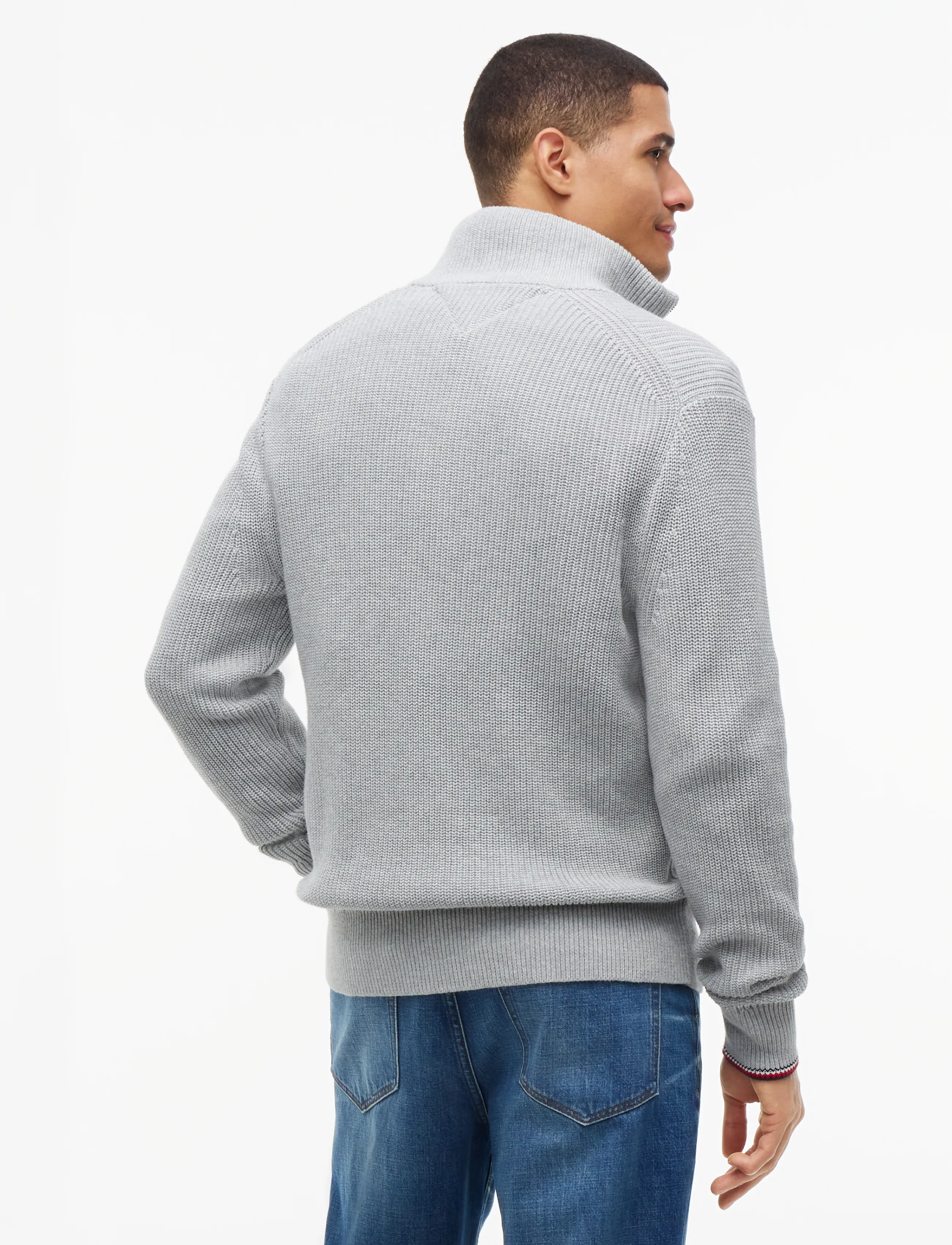 Tommy Hilfiger - RWB RIB ZIP THROUGH - lukuga džemprid - light grey heather - 2
