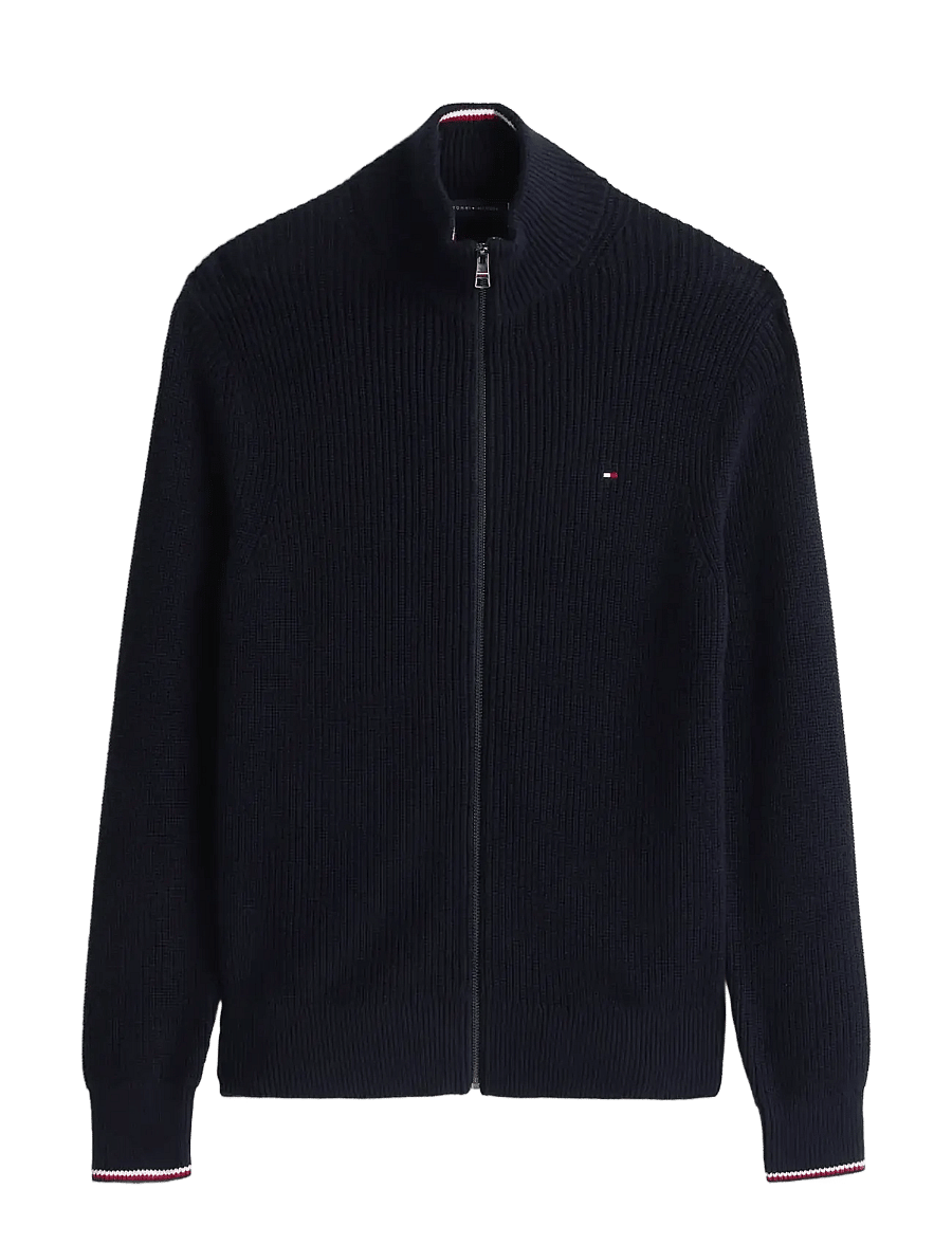Tommy Hilfiger - RWB RIB ZIP THROUGH - pullover mit durchgehendem reißverschluss - navy blue - 1