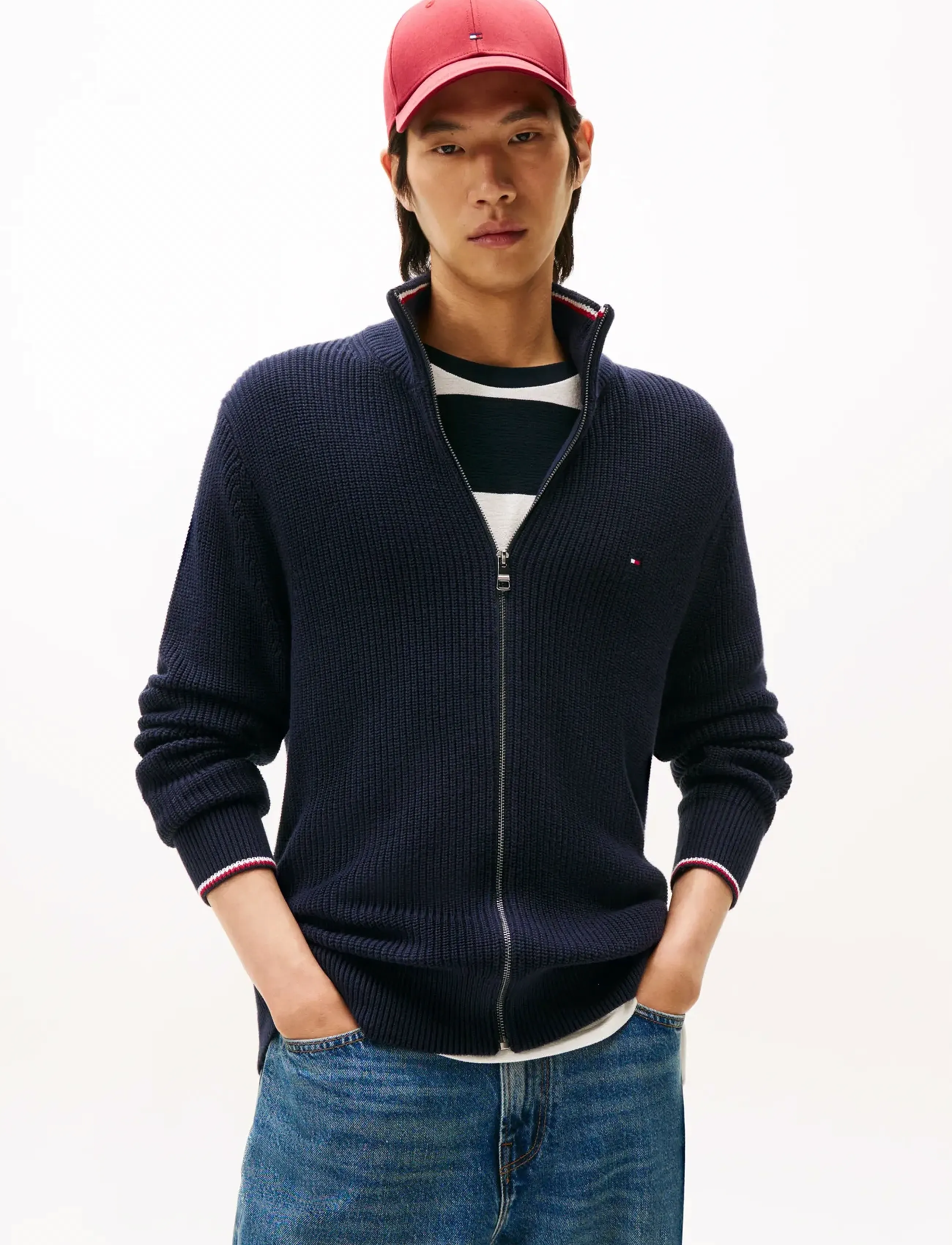 Tommy Hilfiger RWB RIB ZIP THROUGH - Inspiration - NAVY BLUE / navy