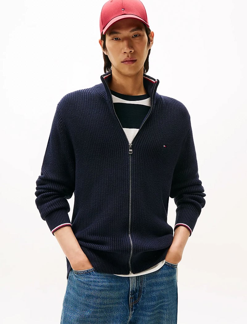 Tommy Hilfiger - RWB RIB ZIP THROUGH - swetry rozpinane na zamek - navy blue - 0