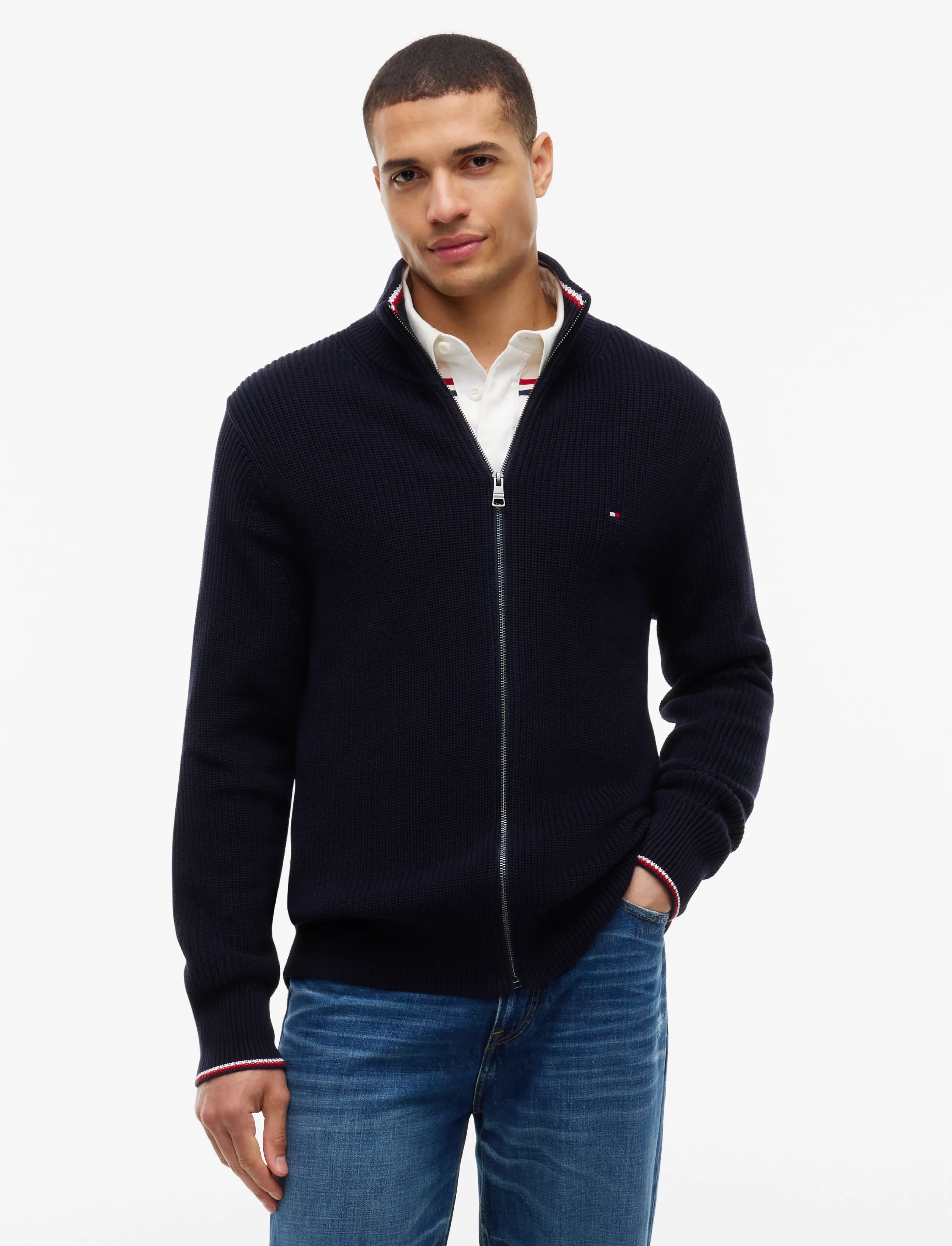 Tommy Hilfiger RWB RIB ZIP THROUGH - Tommy Hilfiger - NAVY BLUE / navy