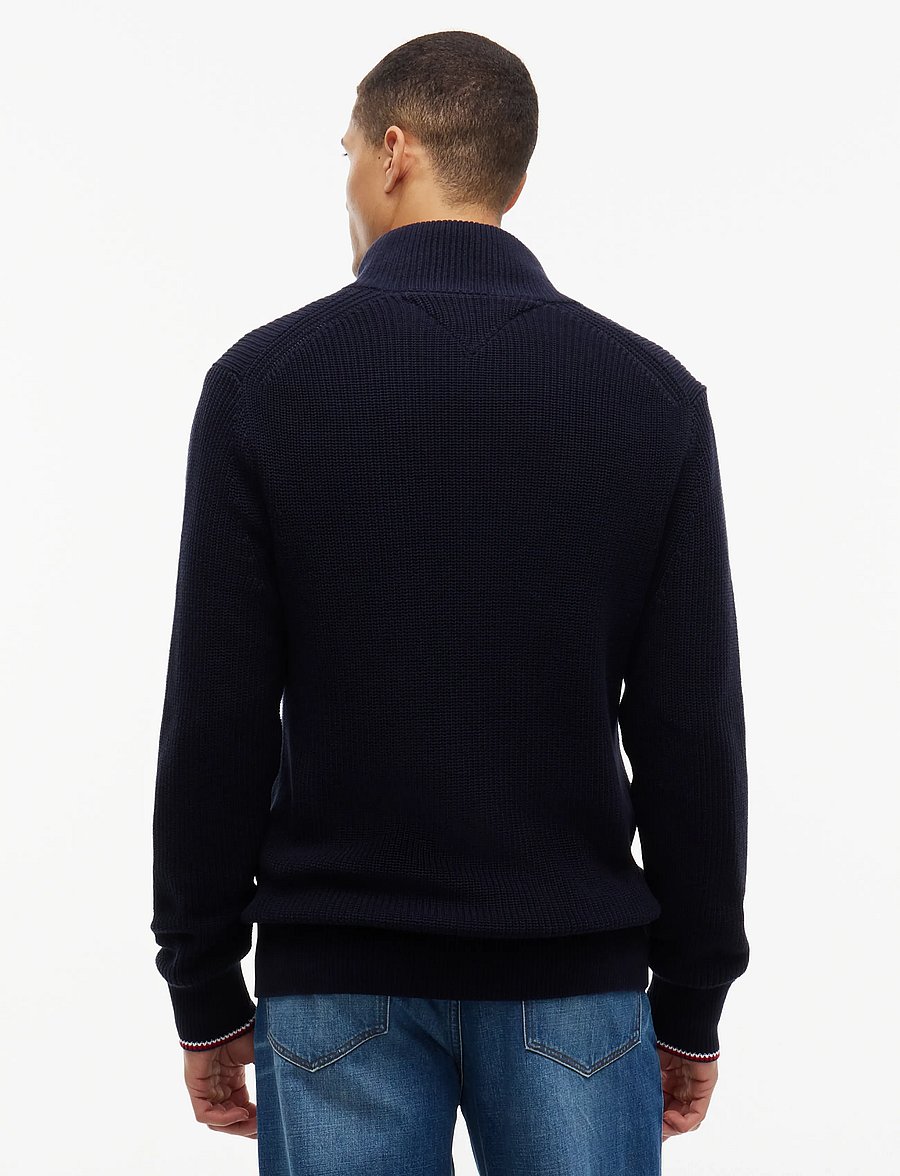 Tommy Hilfiger - RWB RIB ZIP THROUGH - pullover mit durchgehendem reißverschluss - navy blue - 2