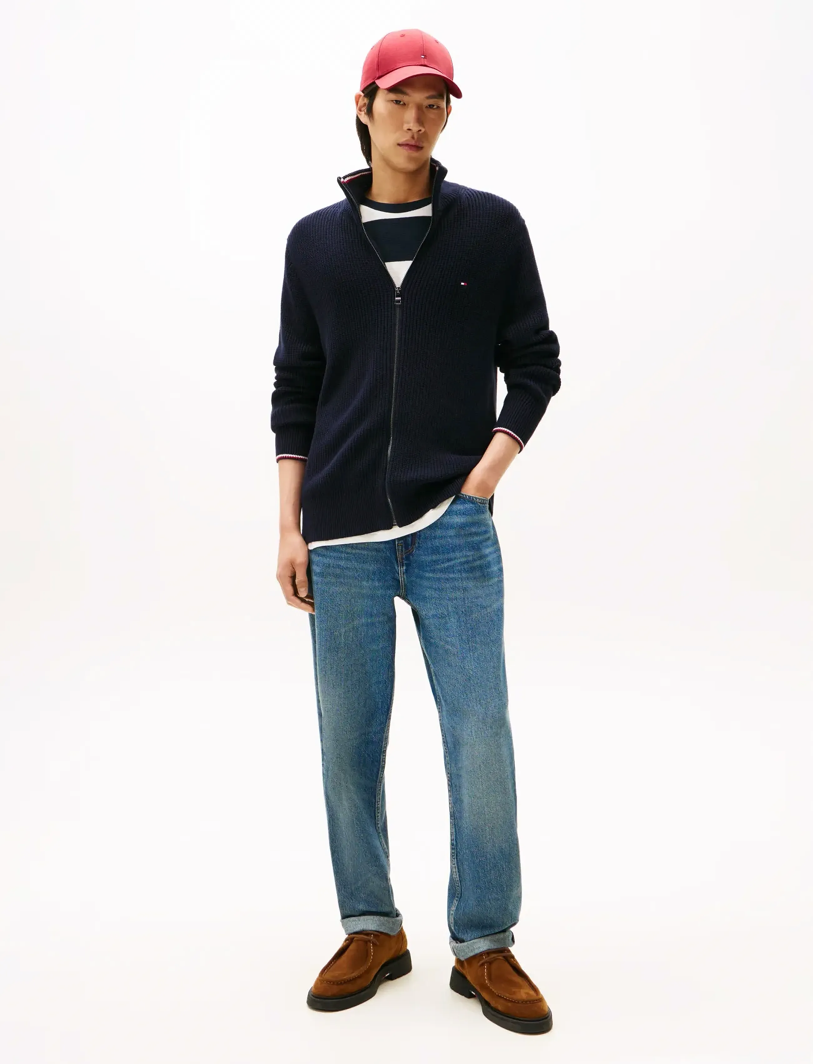 Tommy Hilfiger - RWB RIB ZIP THROUGH - knitwear - navy blue - 2