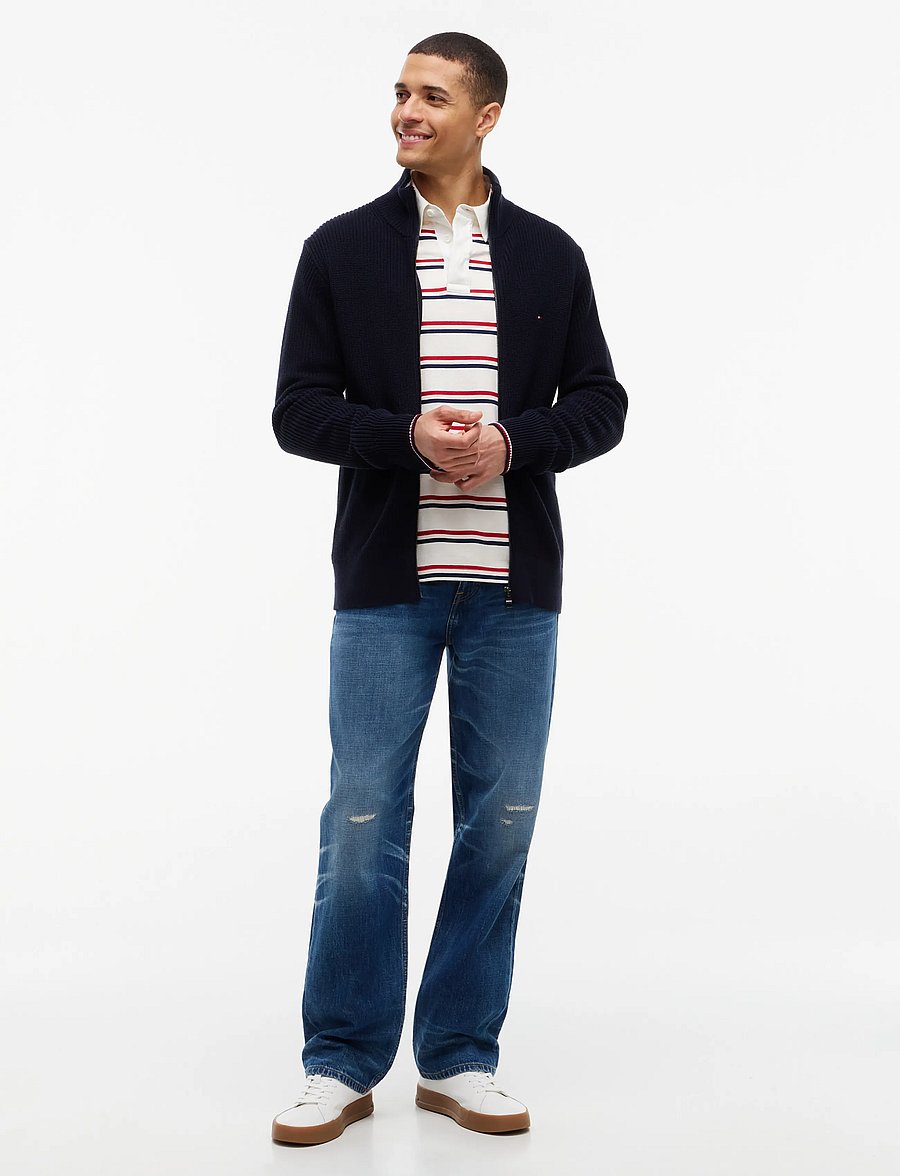 Tommy Hilfiger - RWB RIB ZIP THROUGH - pullover mit durchgehendem reißverschluss - navy blue - 4