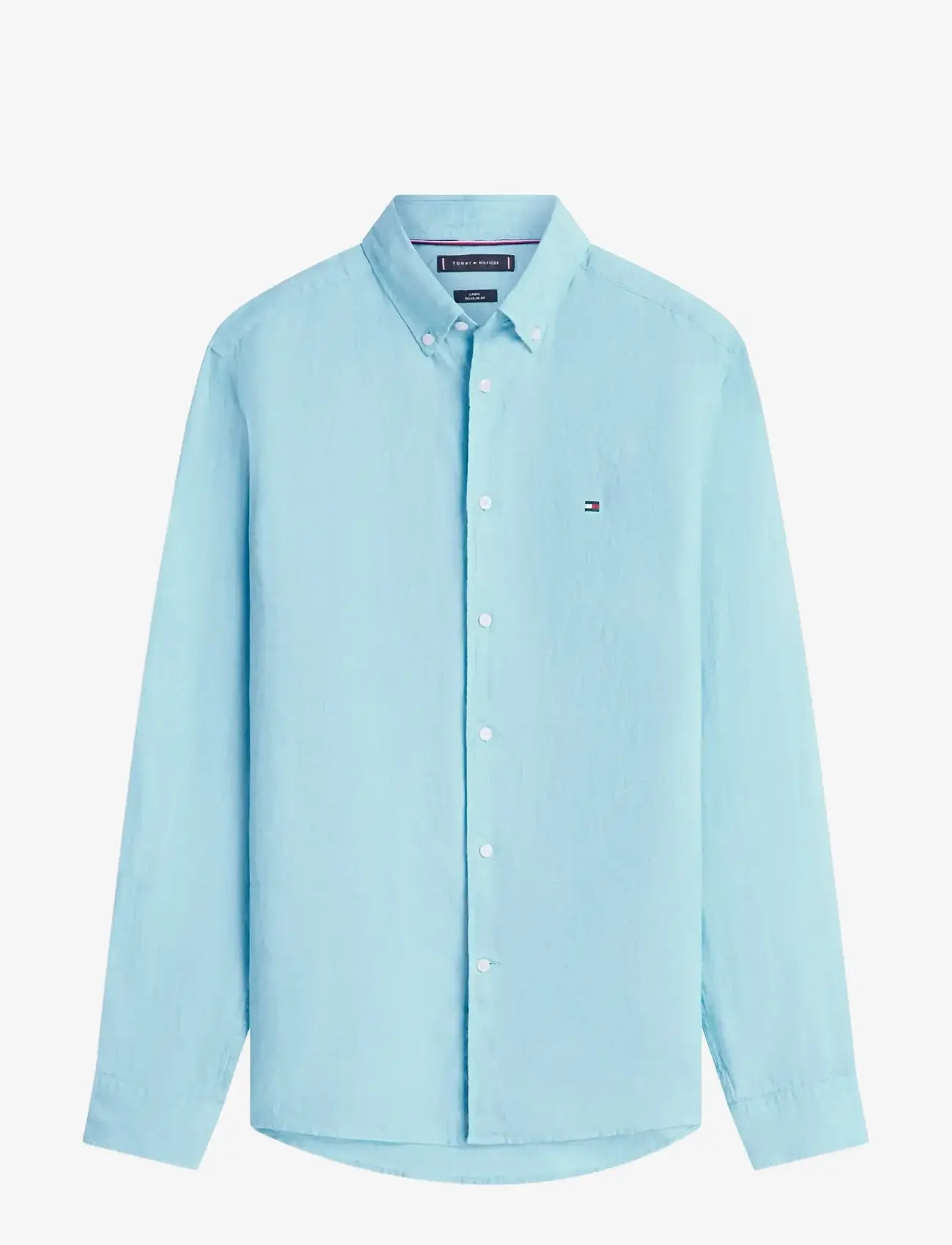 Tommy Hilfiger - PIGMENT DYED LI SOLID RF SHIRT - hørskjorter - arctic aqua - 1
