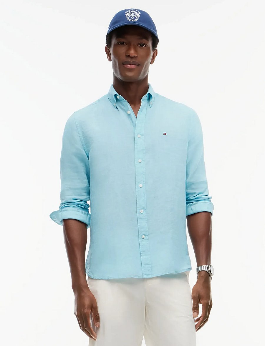 Tommy Hilfiger - PIGMENT DYED LI SOLID RF SHIRT - linased särgid - arctic aqua - 0