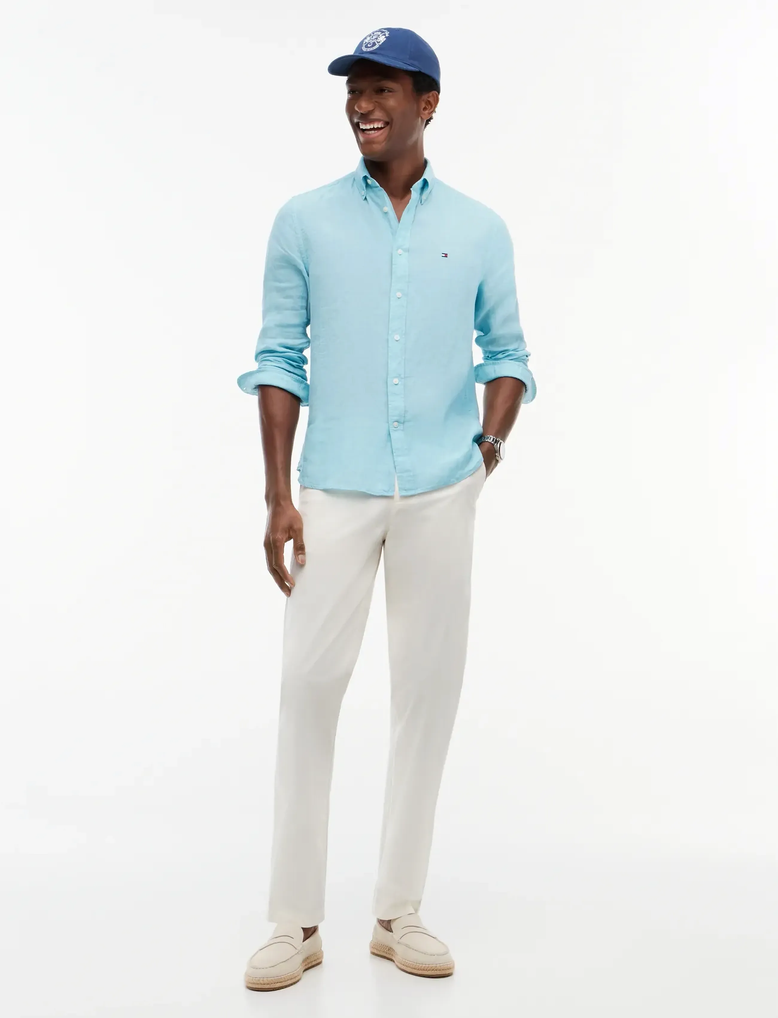 Tommy Hilfiger - PIGMENT DYED LI SOLID RF SHIRT - linased särgid - arctic aqua - 4