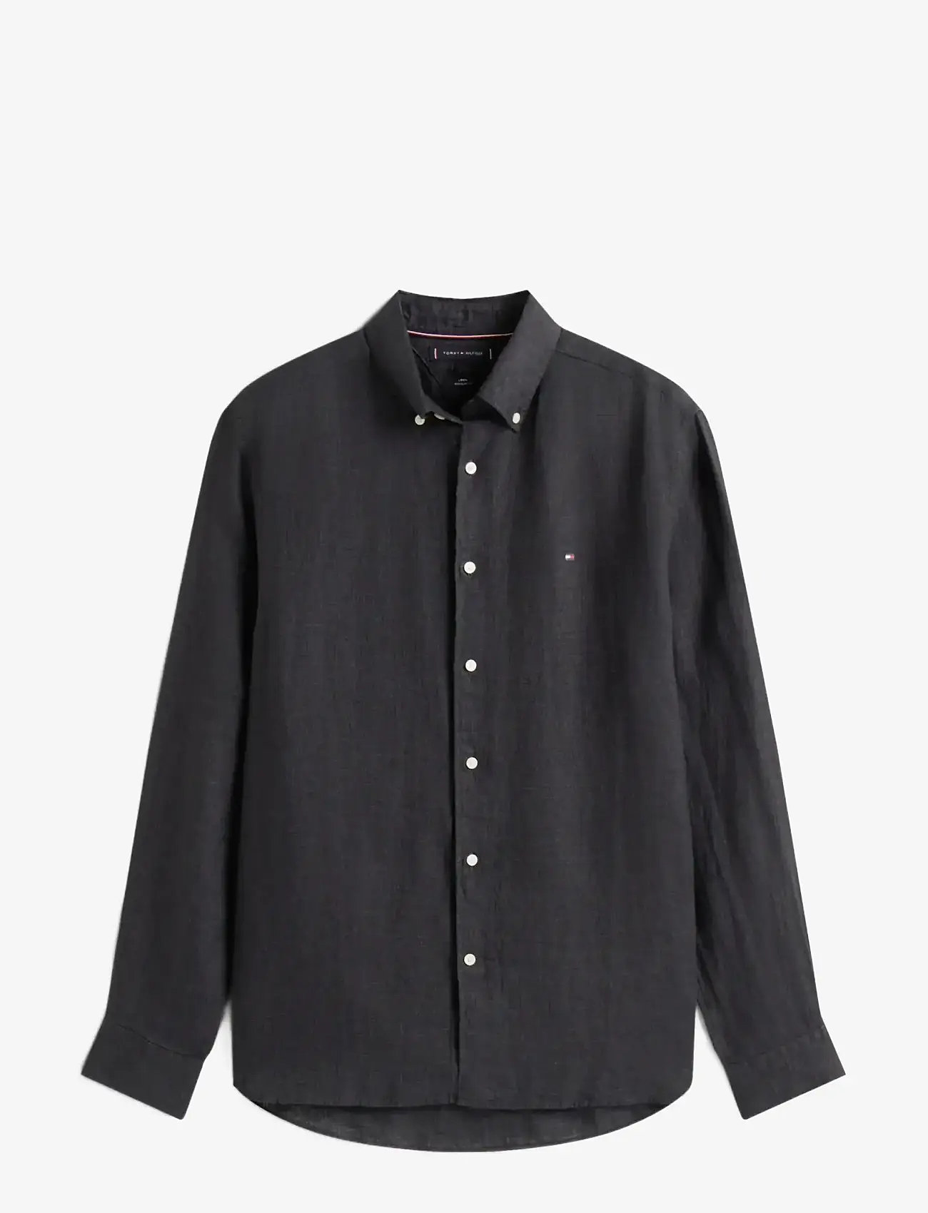 Tommy Hilfiger - PIGMENT DYED LI SOLID RF SHIRT - hørskjorter - black - 1