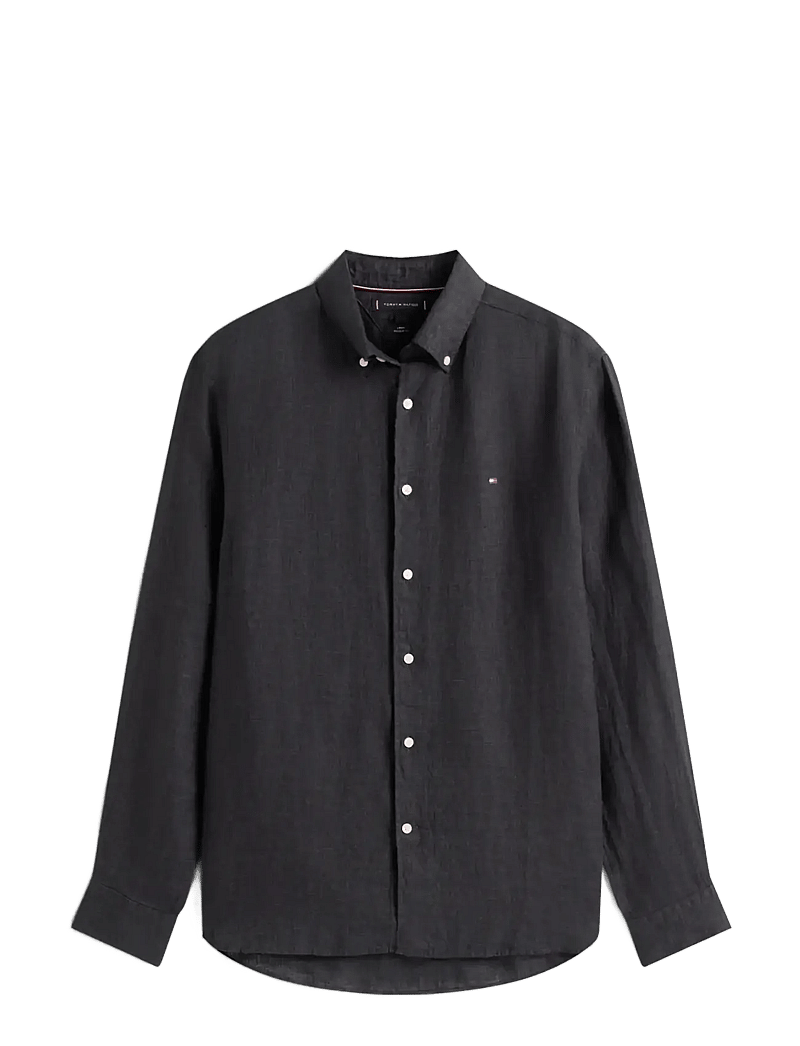 Tommy Hilfiger - PIGMENT DYED LI SOLID RF SHIRT - hørskjorter - black - 1
