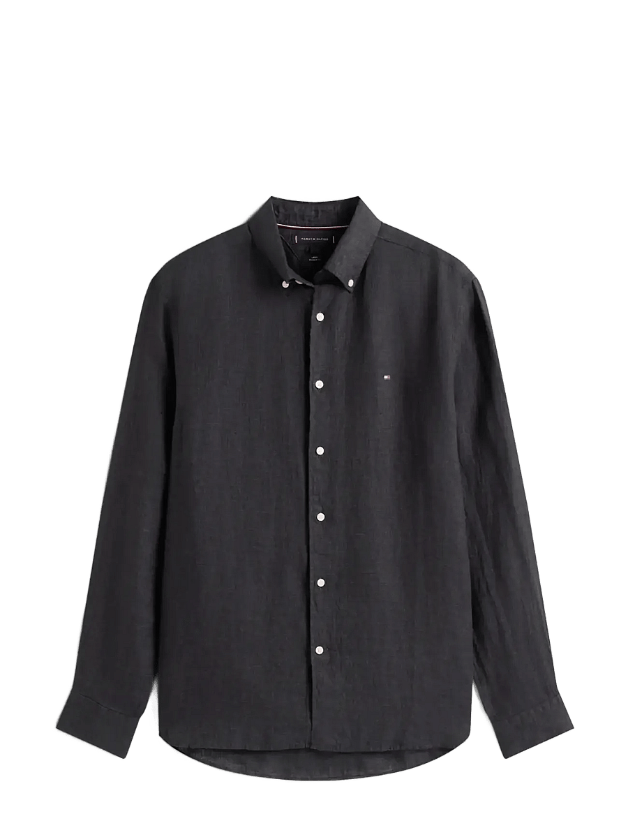 Tommy Hilfiger - PIGMENT DYED LI SOLID RF SHIRT - linased särgid - black - 1