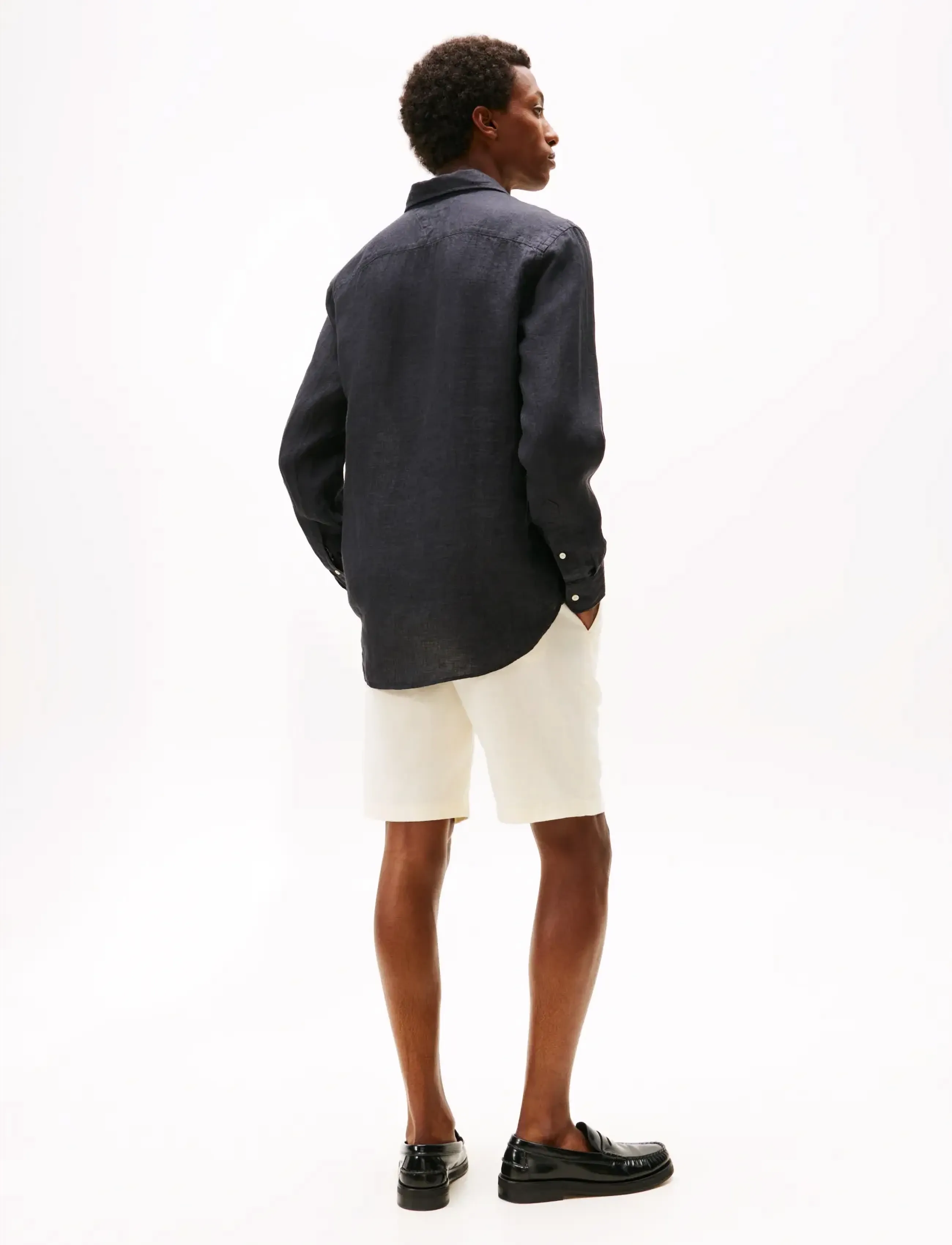 Tommy Hilfiger - PIGMENT DYED LI SOLID RF SHIRT - leinenhemden - black - 2