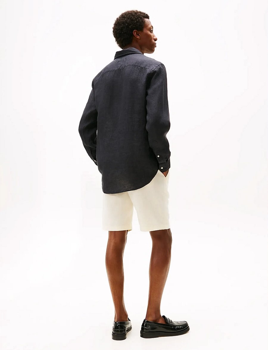 Tommy Hilfiger - PIGMENT DYED LI SOLID RF SHIRT - leinenhemden - black - 2