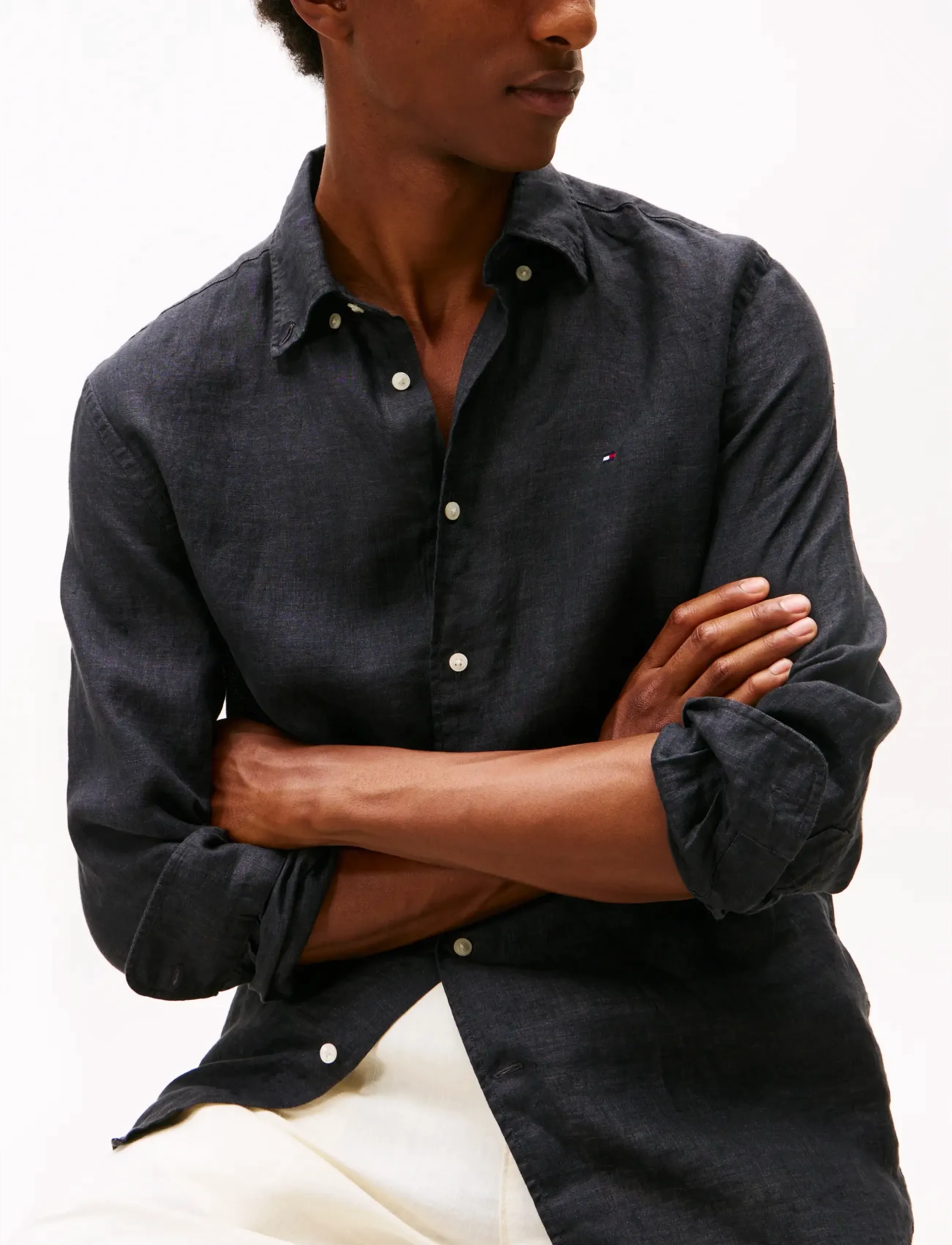 Tommy Hilfiger - PIGMENT DYED LI SOLID RF SHIRT - linased särgid - black - 5